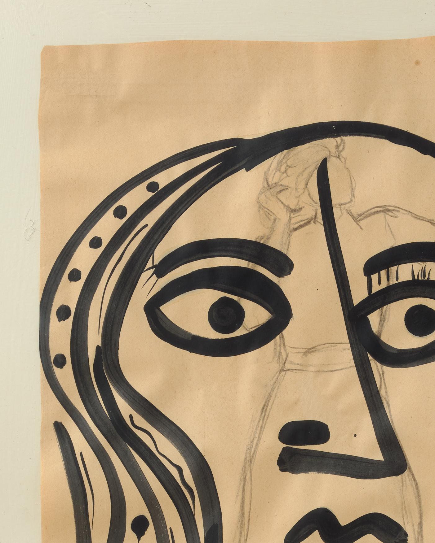 Gemälde von Peter Keil, Moderne Kunst der Mitte des Jahrhunderts, gemalt in Paris, auf Papier, 1959 (Moderne der Mitte des Jahrhunderts) im Angebot
