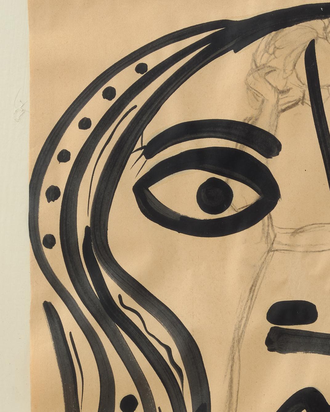 Gemälde von Peter Keil, Moderne Kunst der Mitte des Jahrhunderts, gemalt in Paris, auf Papier, 1959 im Zustand „Gut“ im Angebot in New York, NY