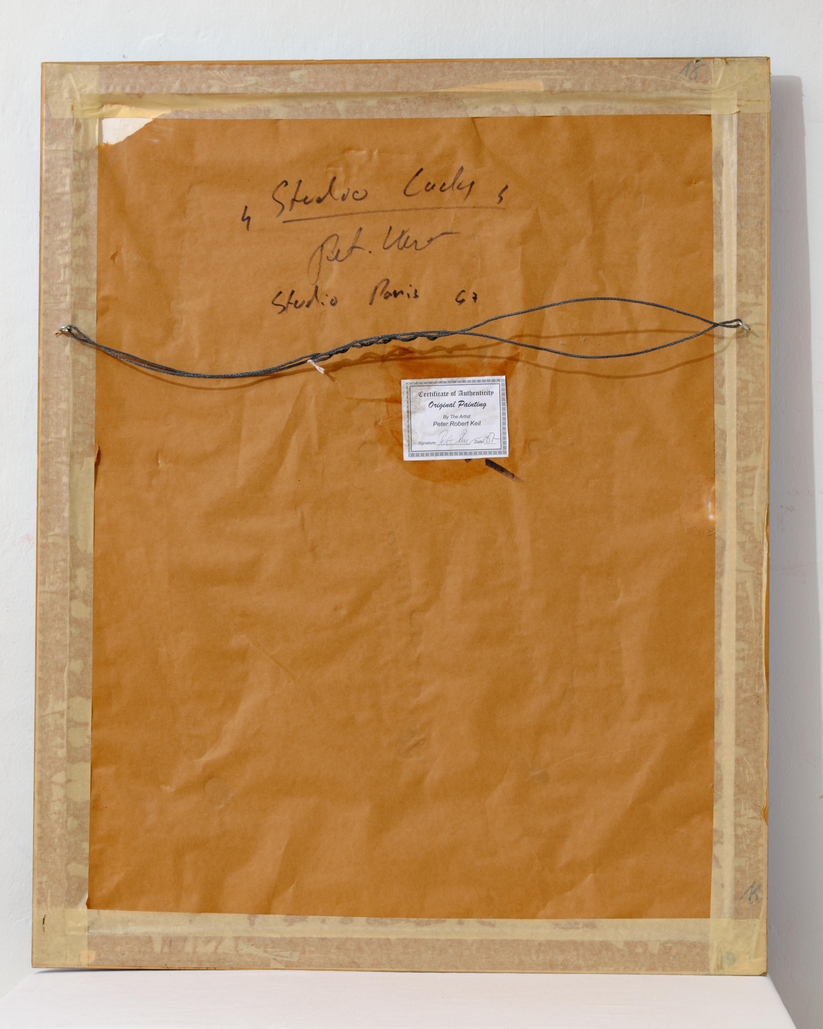 Peinture de Peter Keil, Art moderne du milieu du siècle, peinte à Paris, 1967, sur papier en vente 2