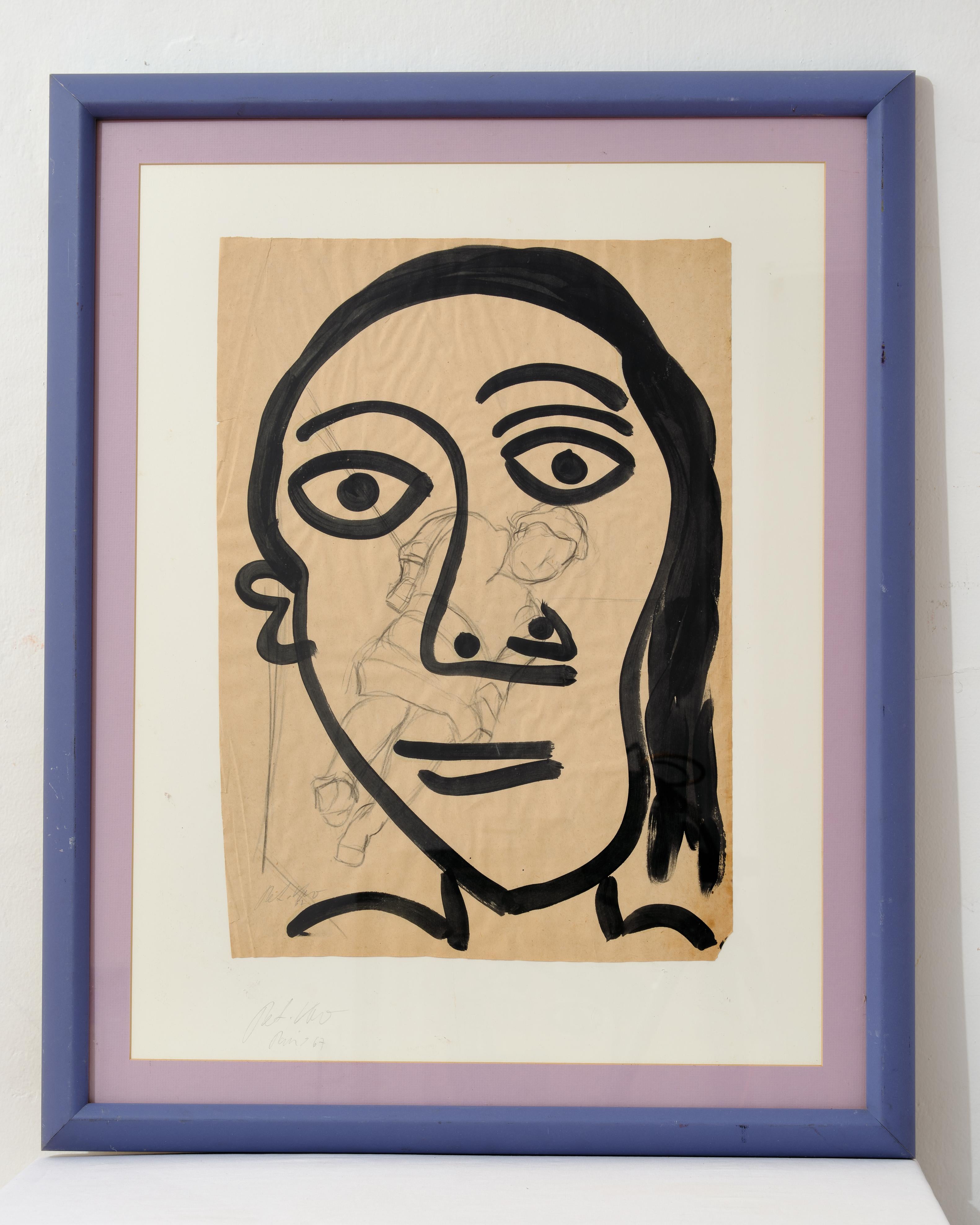 Pintura de Peter Keil, Arte moderno de mediados de siglo, Pintado en París, 1967, Sobre papel en venta 1