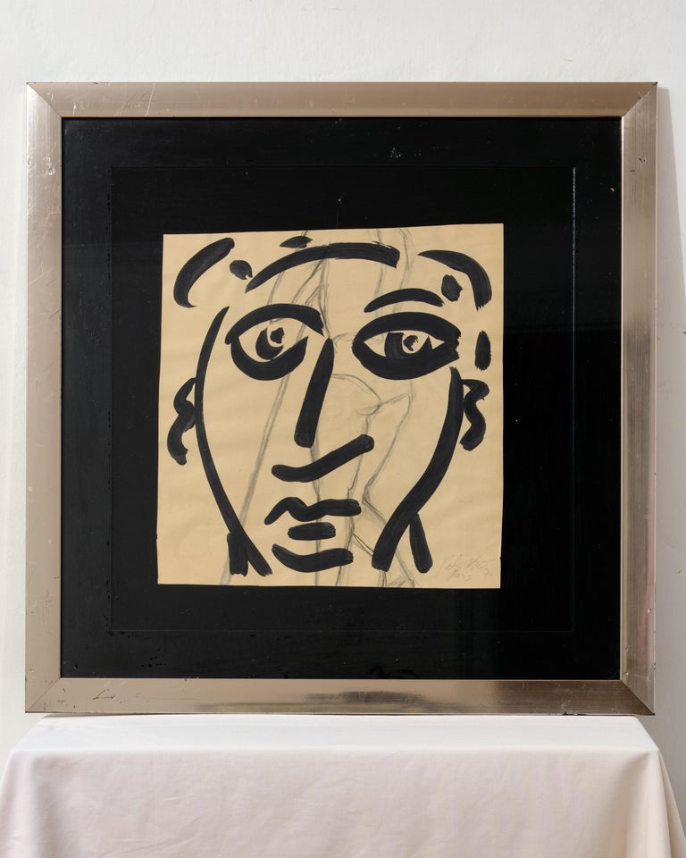 Hand-Painted Painting by Peter Keil, Mid-Century Modern Art, 1972, Painted in Paris, on Paper For Sale