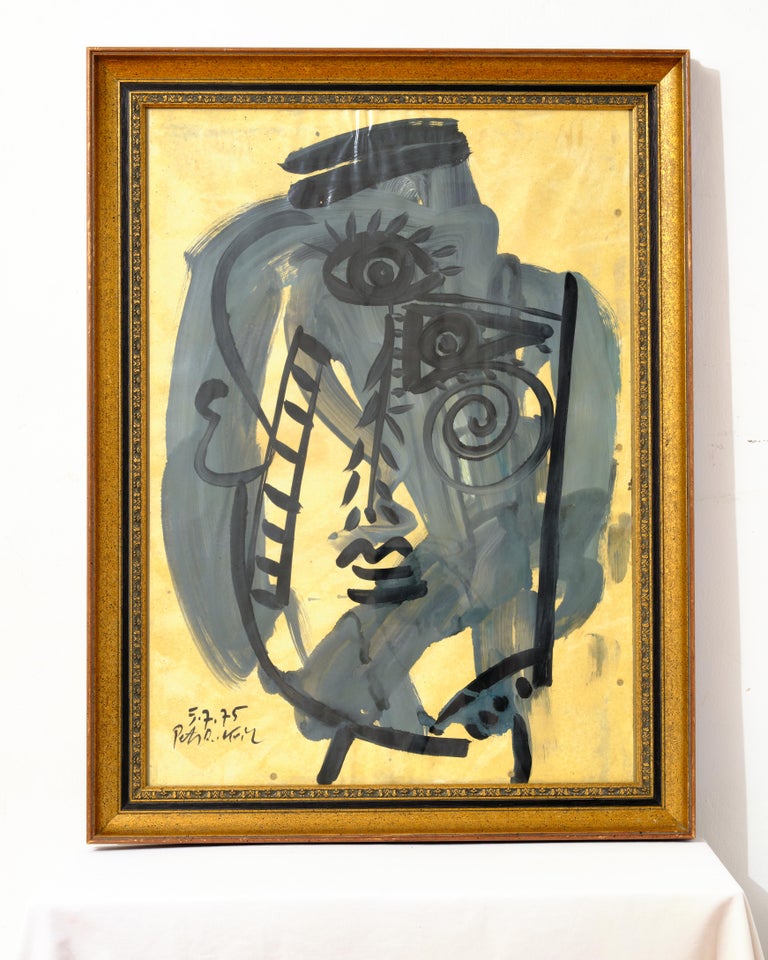 Painting by Peter Keil, Mid-Century Modern Art, Painted in Paris, On Paper, 1975 For Sale 1