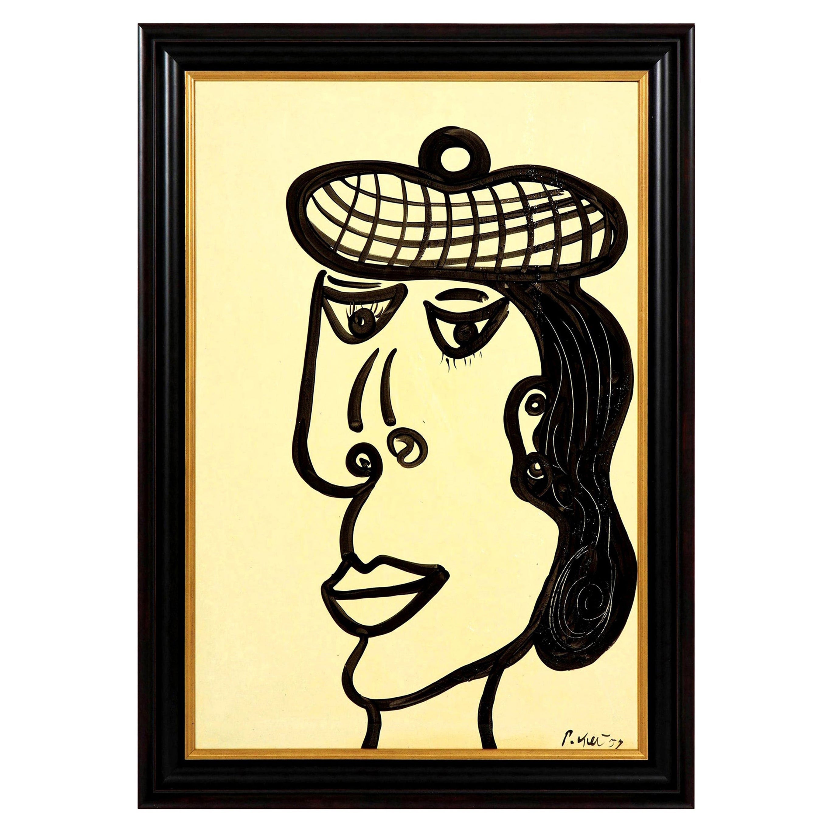 Painting by Peter Keil, Mid-Century Modern Art, Black and White, C 1957, Art