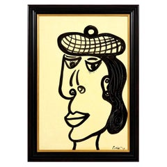Painting by Peter Keil, Mid-Century Modern Art, Black and White, C 1957, Art