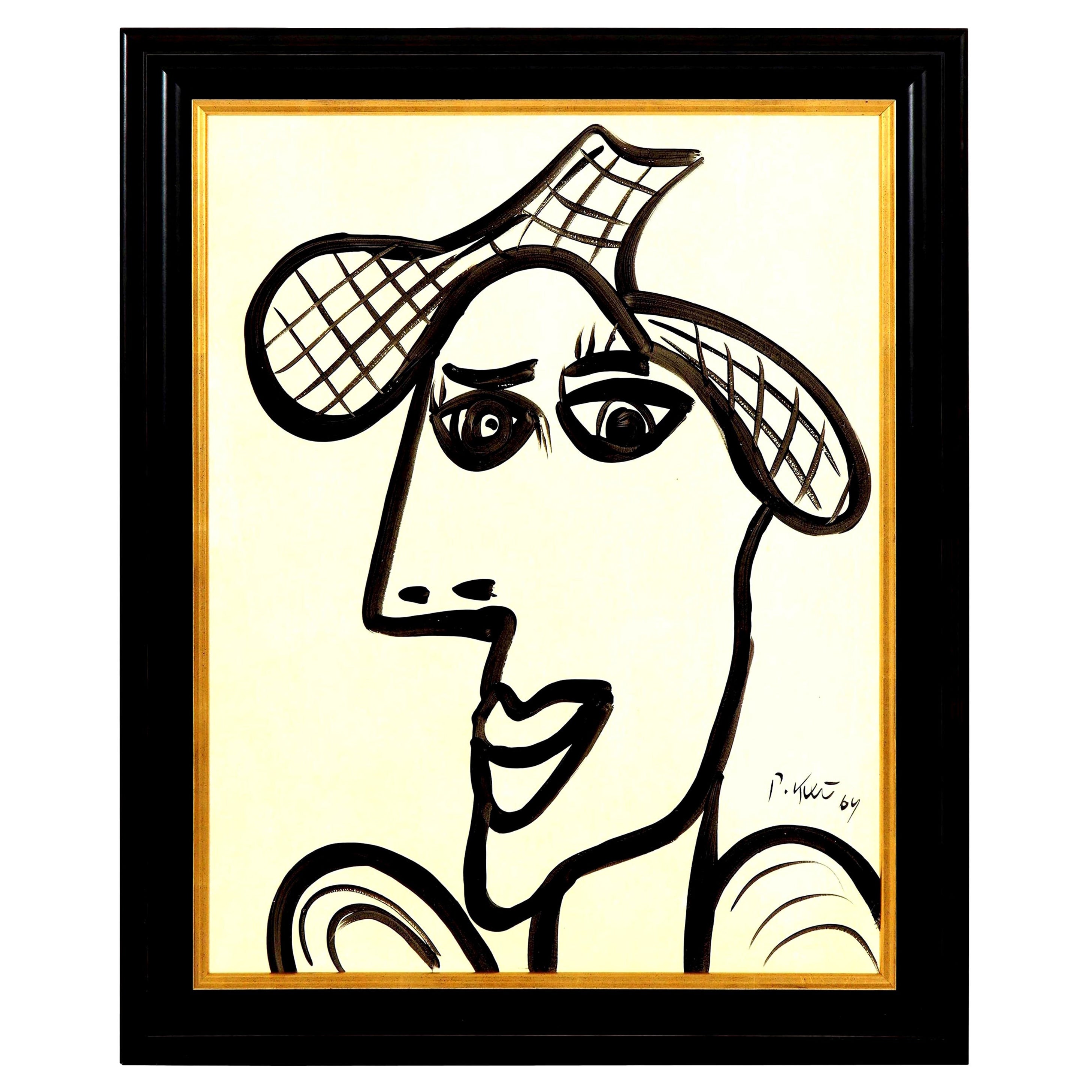 Painting by Peter Keil Mid-Century Modern Art, Black & White Art, C 1964, Signed