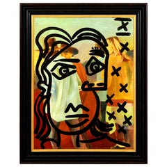 Pintura de Peter Keil, Arte moderno de mediados de siglo, C 1977, Marco nuevo, Sobre lienzo