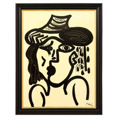 Gemälde von Peter Keil, Moderne Kunst der Mitte des Jahrhunderts, um 1959, Schwarz-Weiß, Kunst