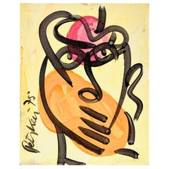 Quadro di Peter Keil, Arte moderna, Acrilico su tavola, Arancione/Rosso, Firmato, C.C. 1975