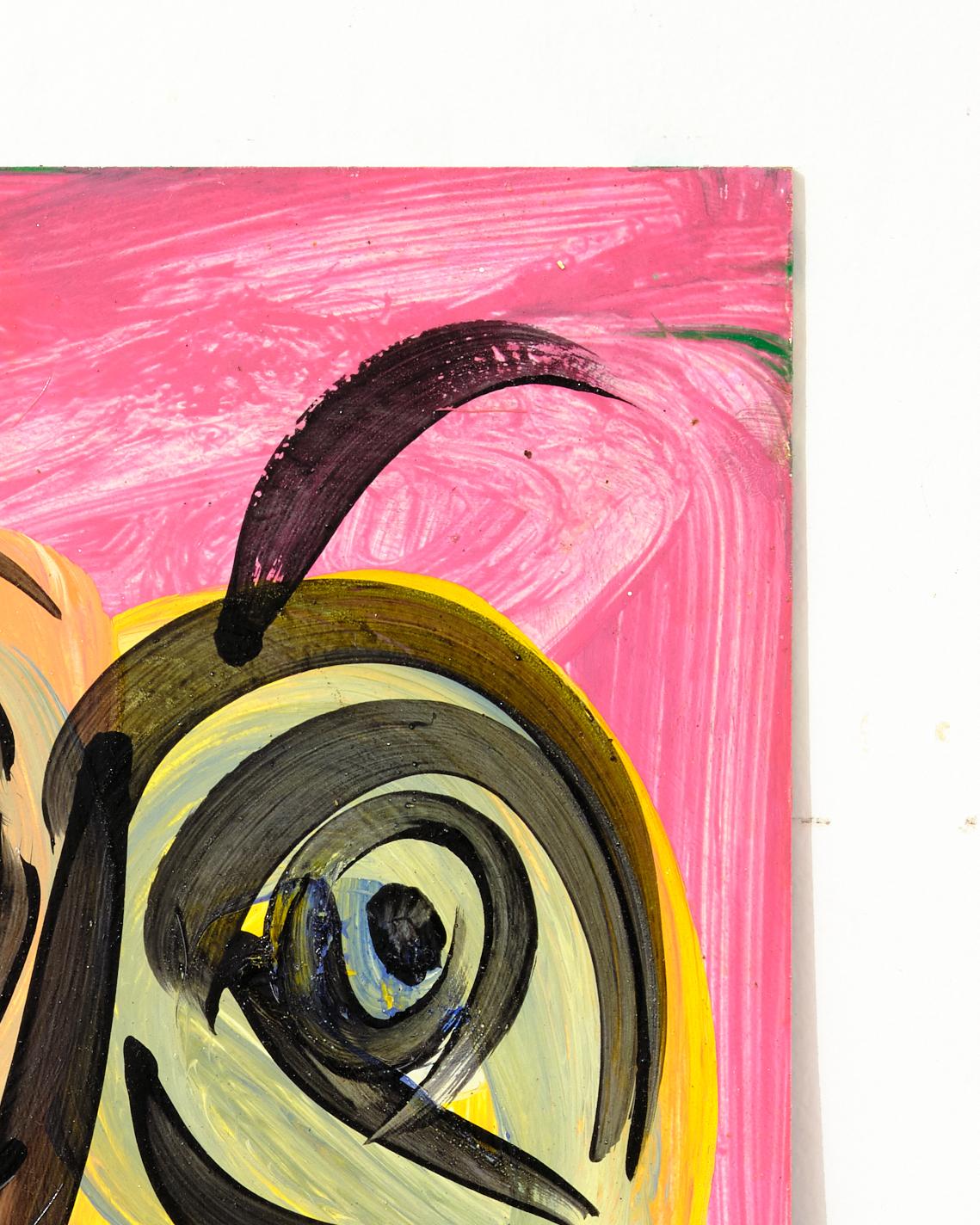Fin du 20e siècle Peinture de Peter Keil, Art moderne, acrylique sur panneau, rose, sans cadre, C 1975 en vente