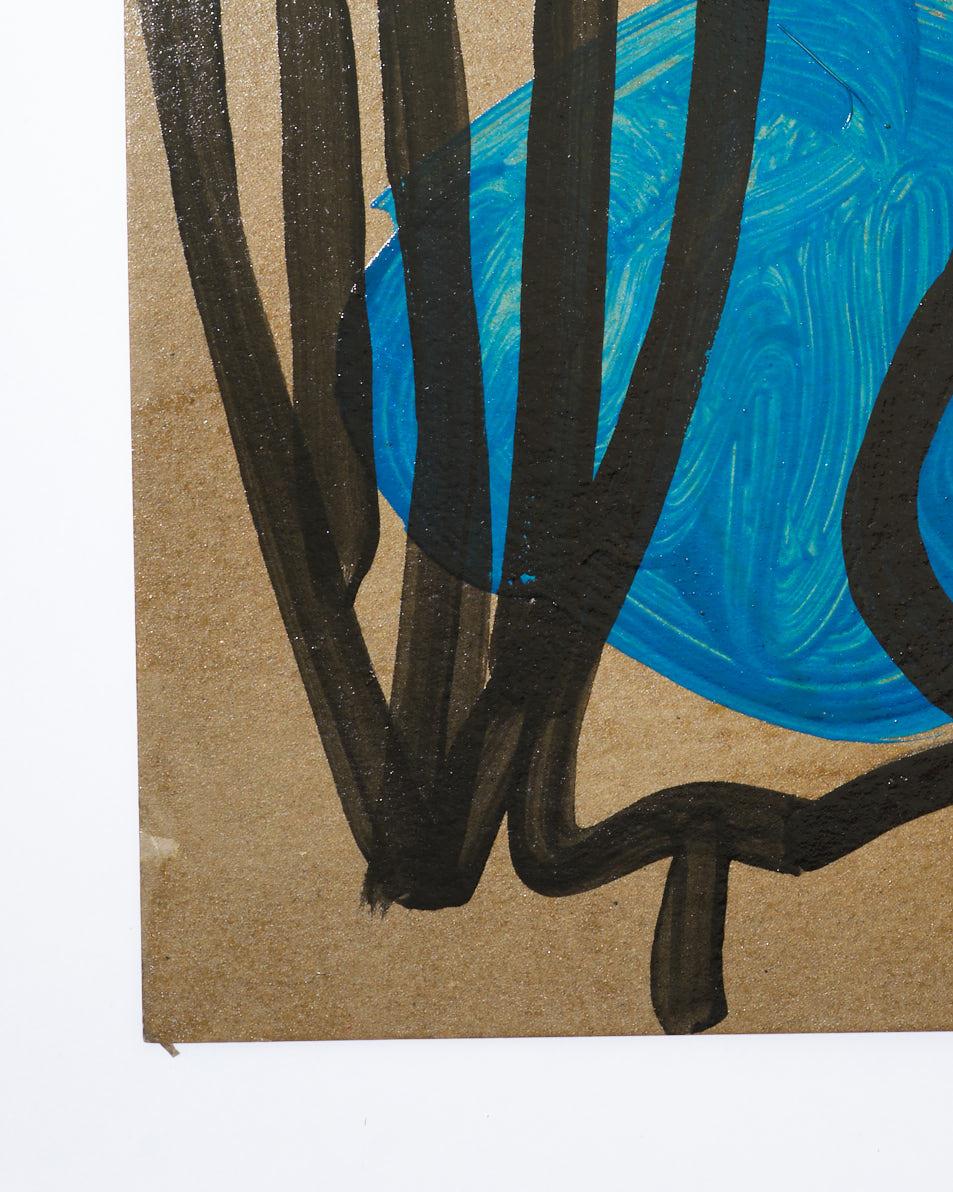 Gemälde von Peter Keil, signiert, auf grauem Karton gemalt, ca. 1977, ohne Rahmen (Acryl) im Angebot