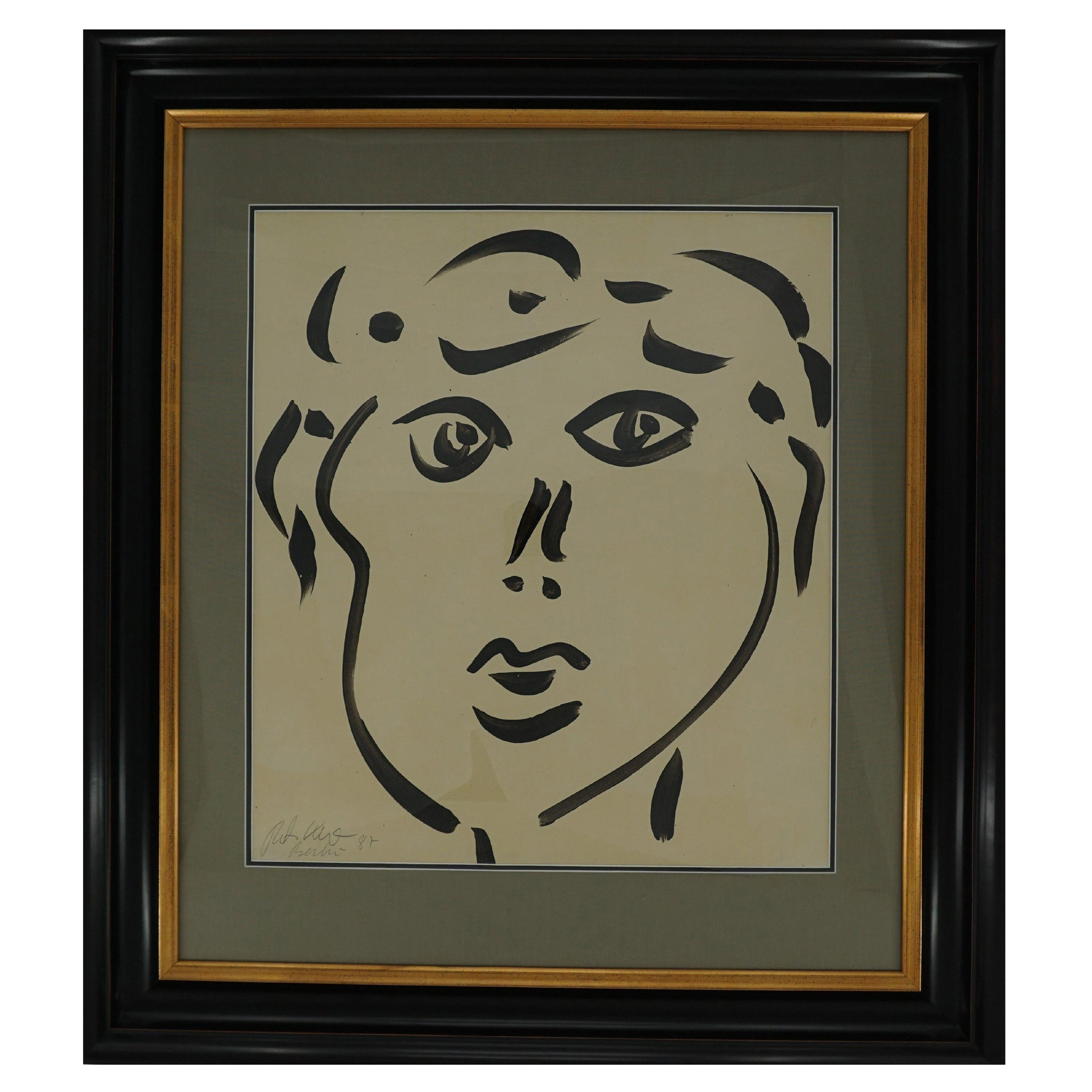Gemälde von Peter Keil „Die Dame“, Schwarz-Weiß, Acryl, neu, Holzrahmen, um 1987