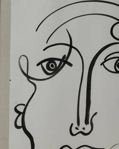 Cuadro de Peter Keil, "La Dama", Pintado en París, Blanco y Negro, C 1972, Arte