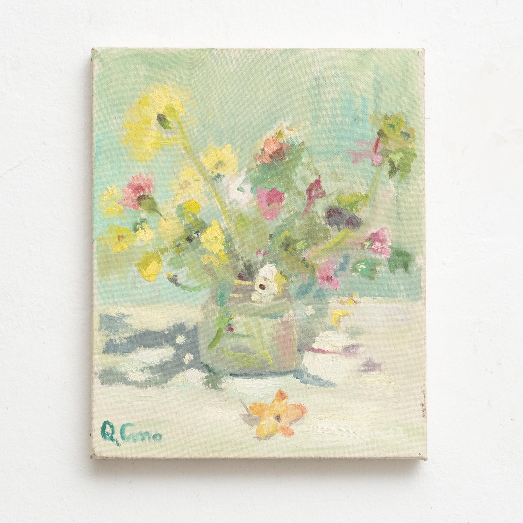 Spagnolo Pittura di Q. Cano, Olio su tela, 1960 circa in vendita