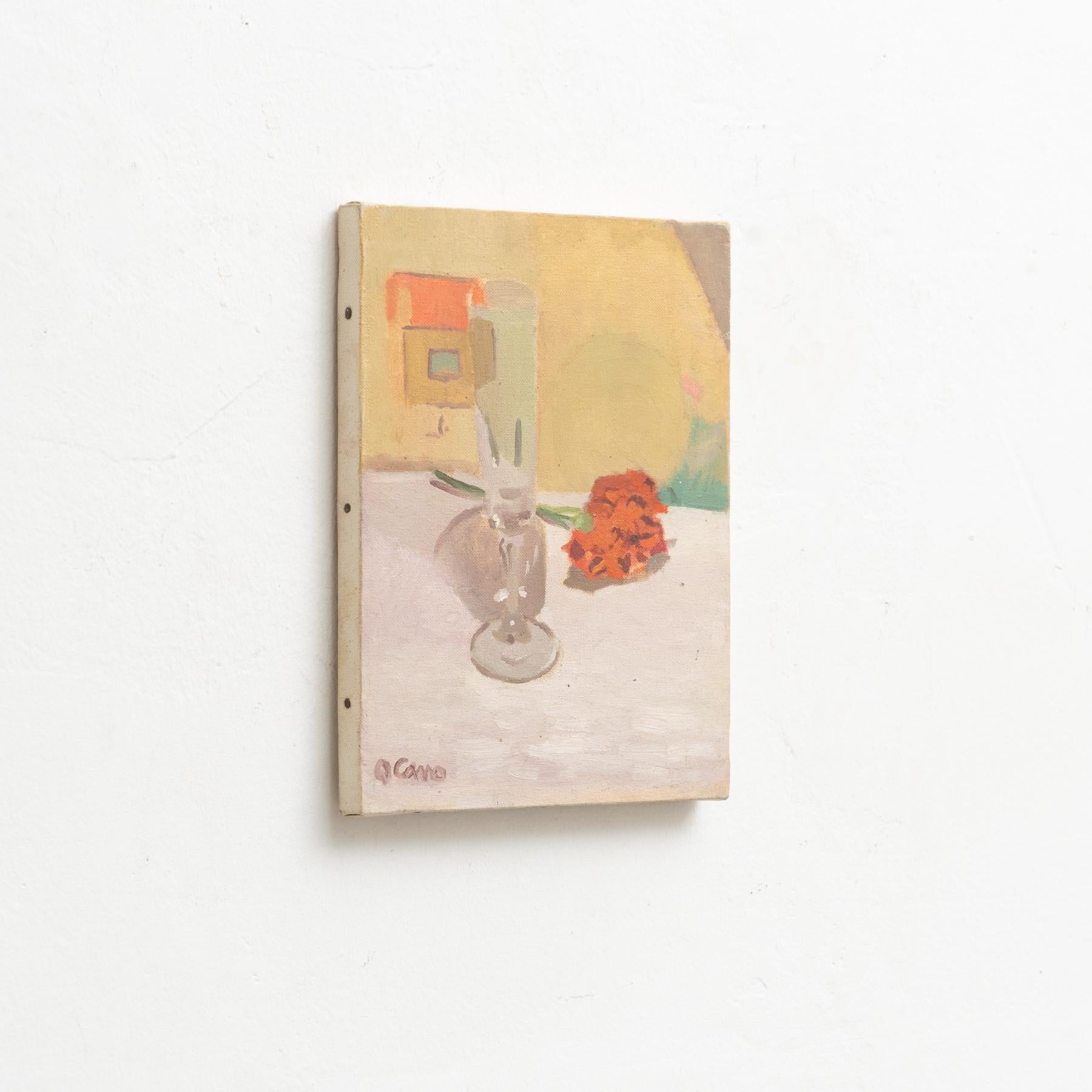 Gemälde von Q. Cano, Öl auf Leinwand, um 1960 im Zustand „Relativ gut“ im Angebot in Barcelona, ES