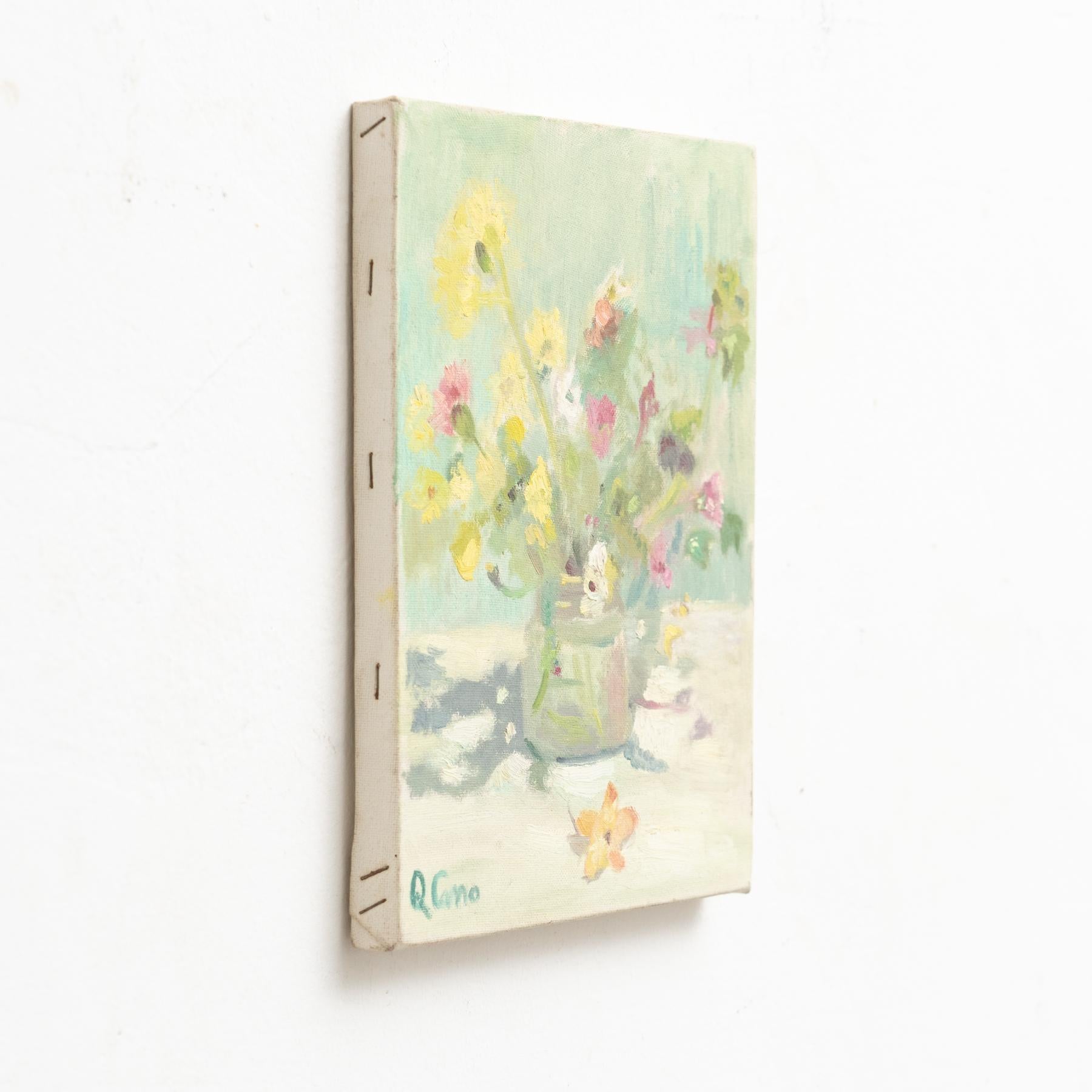 Metà XX secolo Pittura di Q. Cano, Olio su tela, 1960 circa in vendita