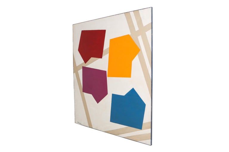 French Contemporary Abstract Painting by René Roche on Canvas, Late 20th Century For Sale 1