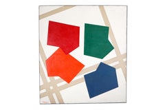 Abstract Painting on Canvas, Geometric Style, France, Circa 1979