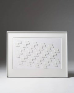 Painting by Sven Hansson, Wood Relief on Paper, Sweden, 1997