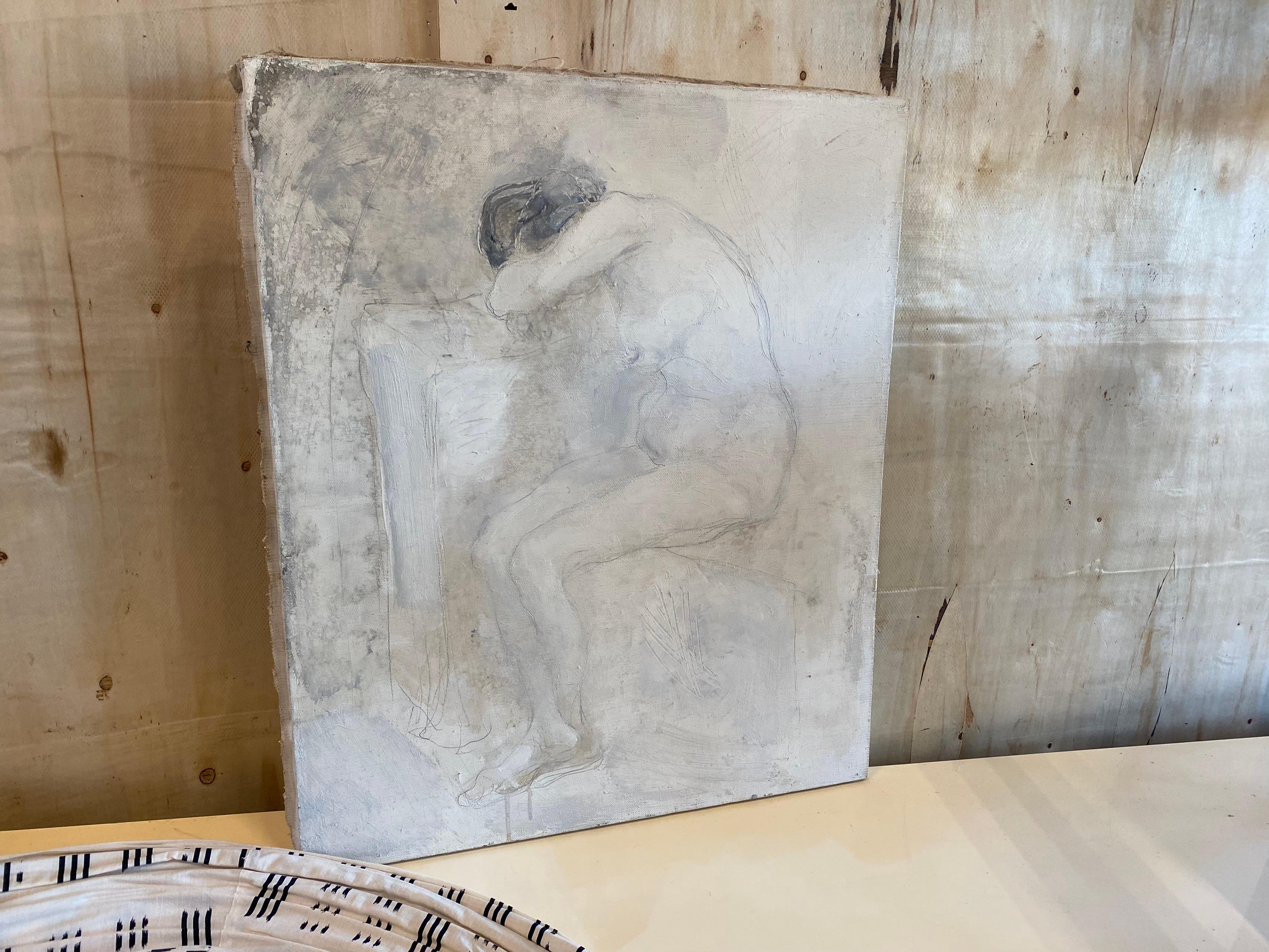 Peinture de Svetlin Roussev, nu féminin, technique de mélange sur toile.
La peinture montre un nu féminin dans des couleurs monochromes. Elle n'est pas encadrée et est signée au dos.
Svetlin Roussev est un artiste, homme politique, collectionneur