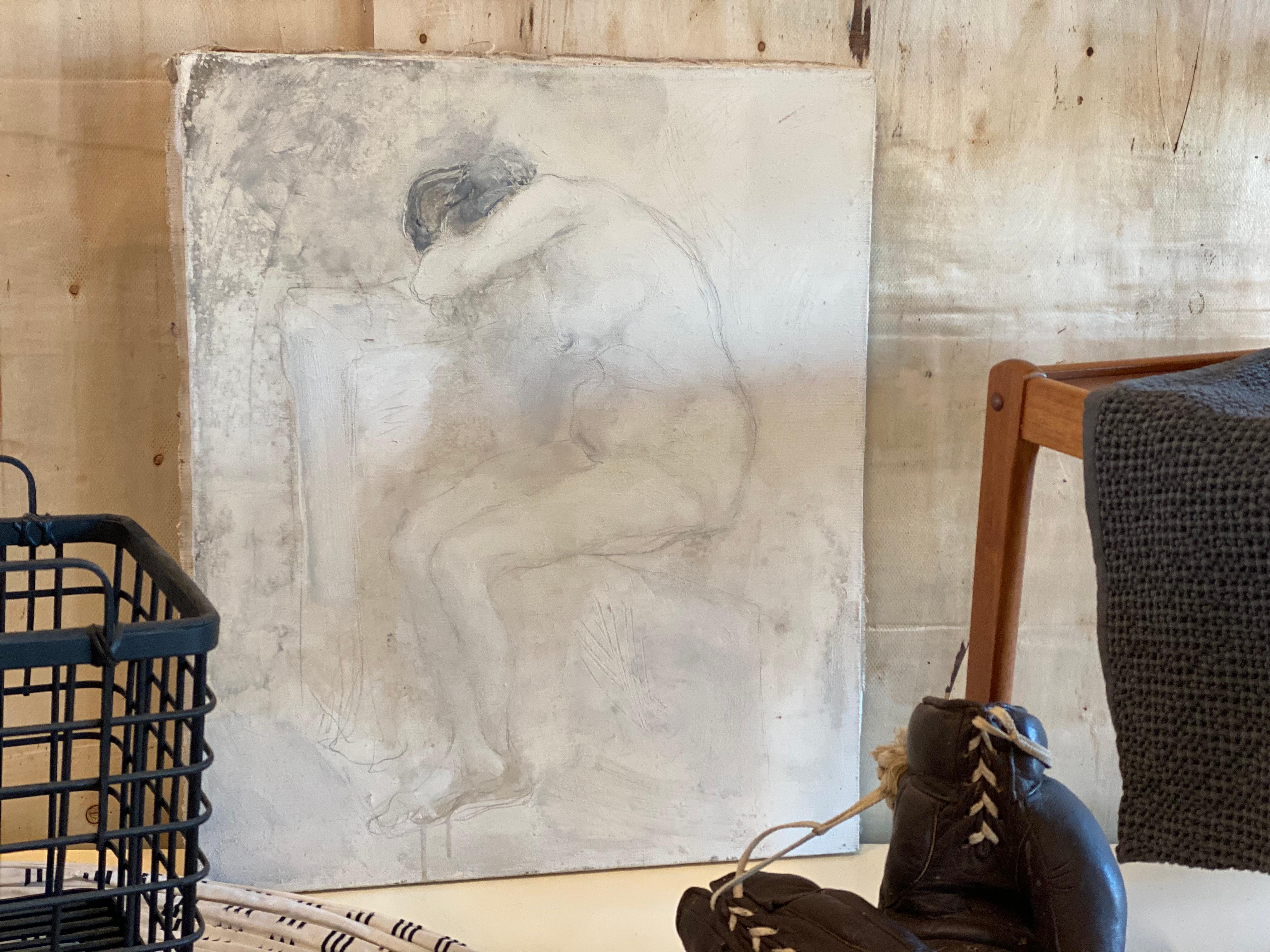 Painting by Svetlin Roussev, Female Nude, Mixing Technique on Canvas In Good Condition For Sale In Hamburg, DE