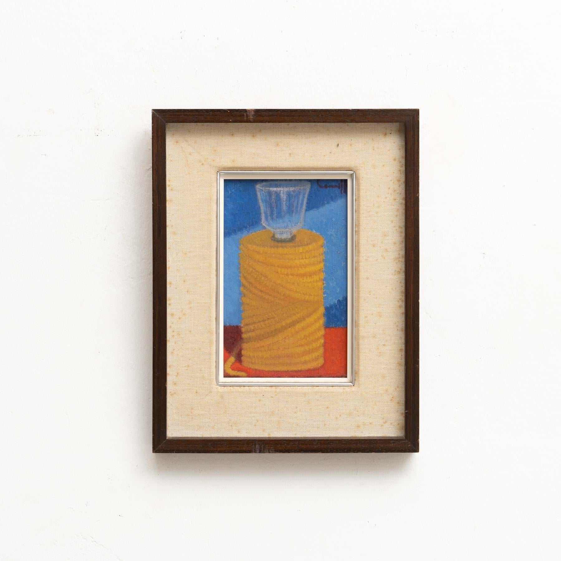 Pintura de artista desconocido, hacia 1940.    Óleo sobre lienzo. Firma ilegible.    En estado original, con algunos signos visibles de uso y antigüedad anteriores, conservando una hermosa pátina.    Enmarcado.    Materiales:  Óleo sobre lienzo.