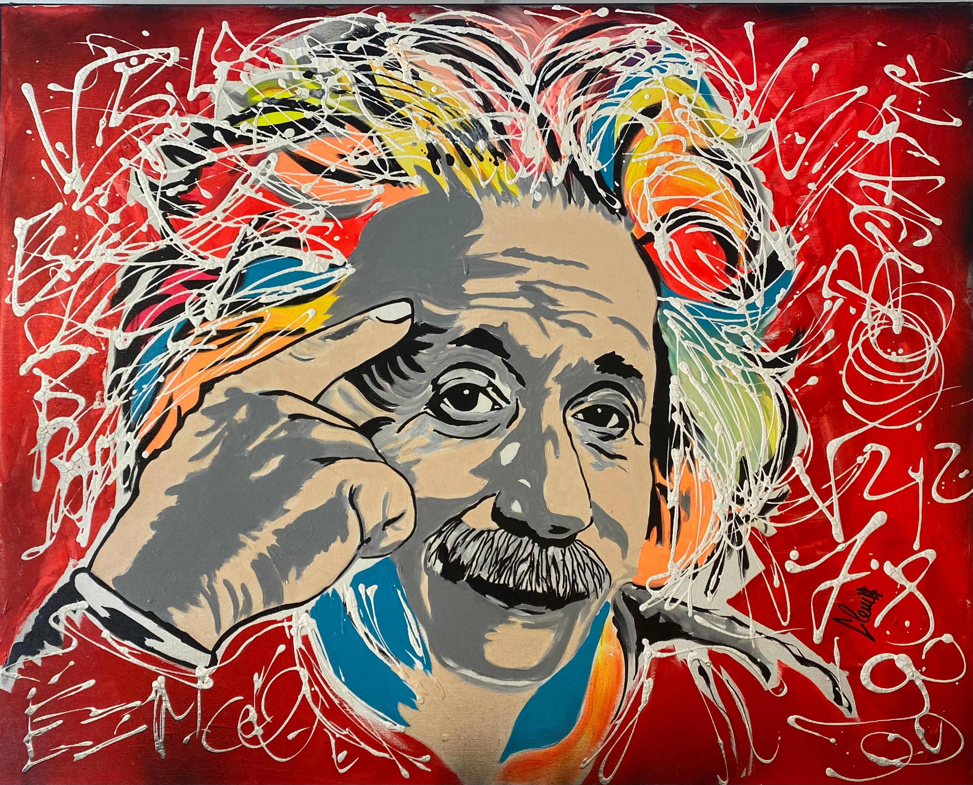 Pittura Clem$ - A. Einstein - Tecnica mista su tela In condizioni buone in vendita a Saint ouen, FR
