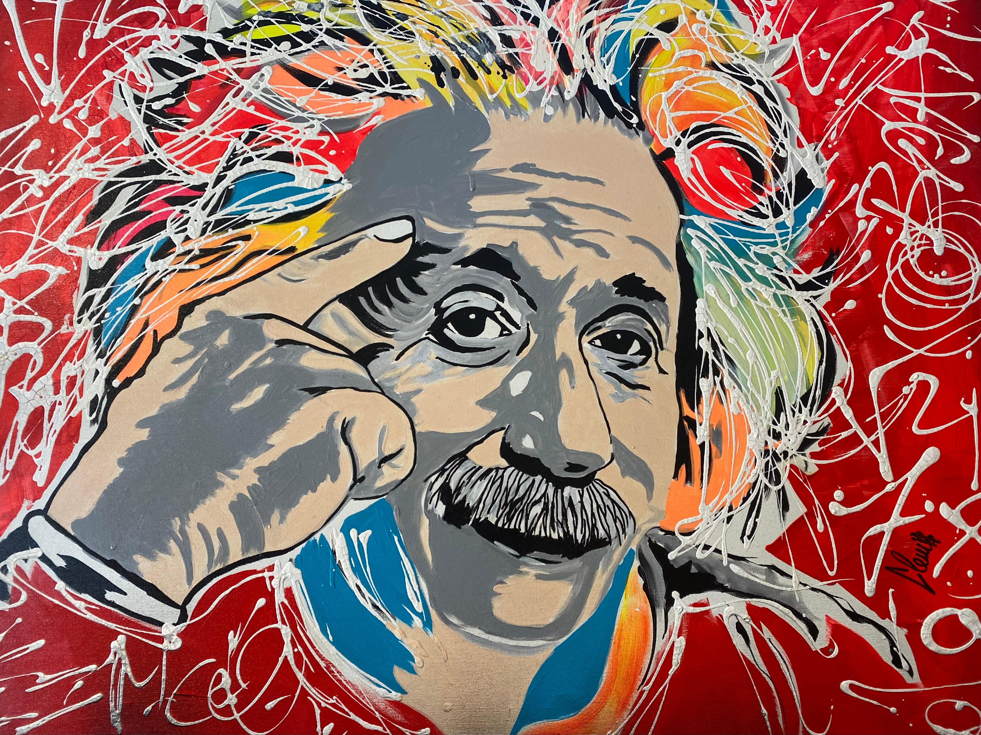 XXIe siècle et contemporain Peinture Clem$ - Einstein - Techniques mixtes sur toile en vente