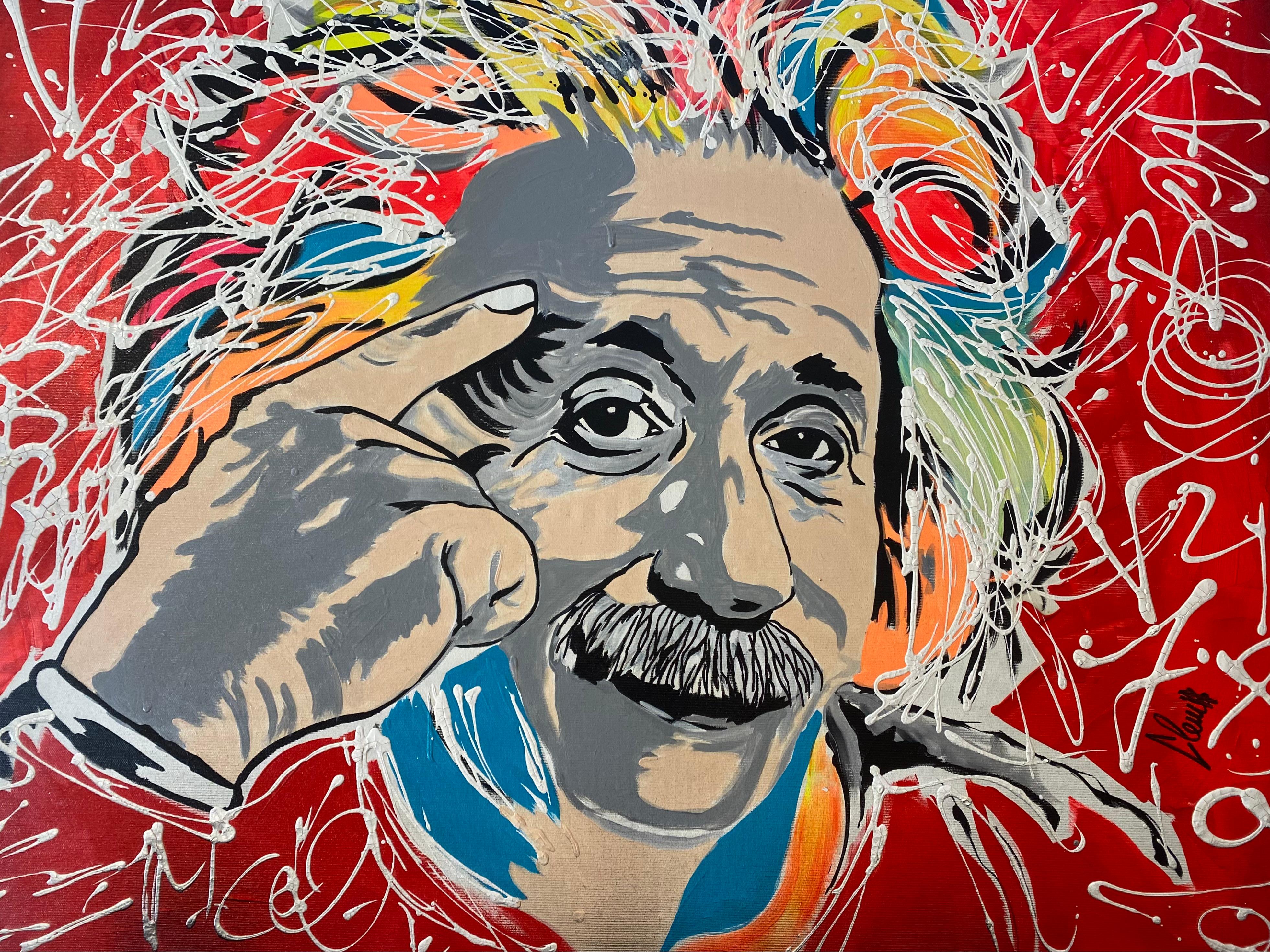 XXI secolo e contemporaneo Pittura Clem$ - A. Einstein - Tecnica mista su tela in vendita