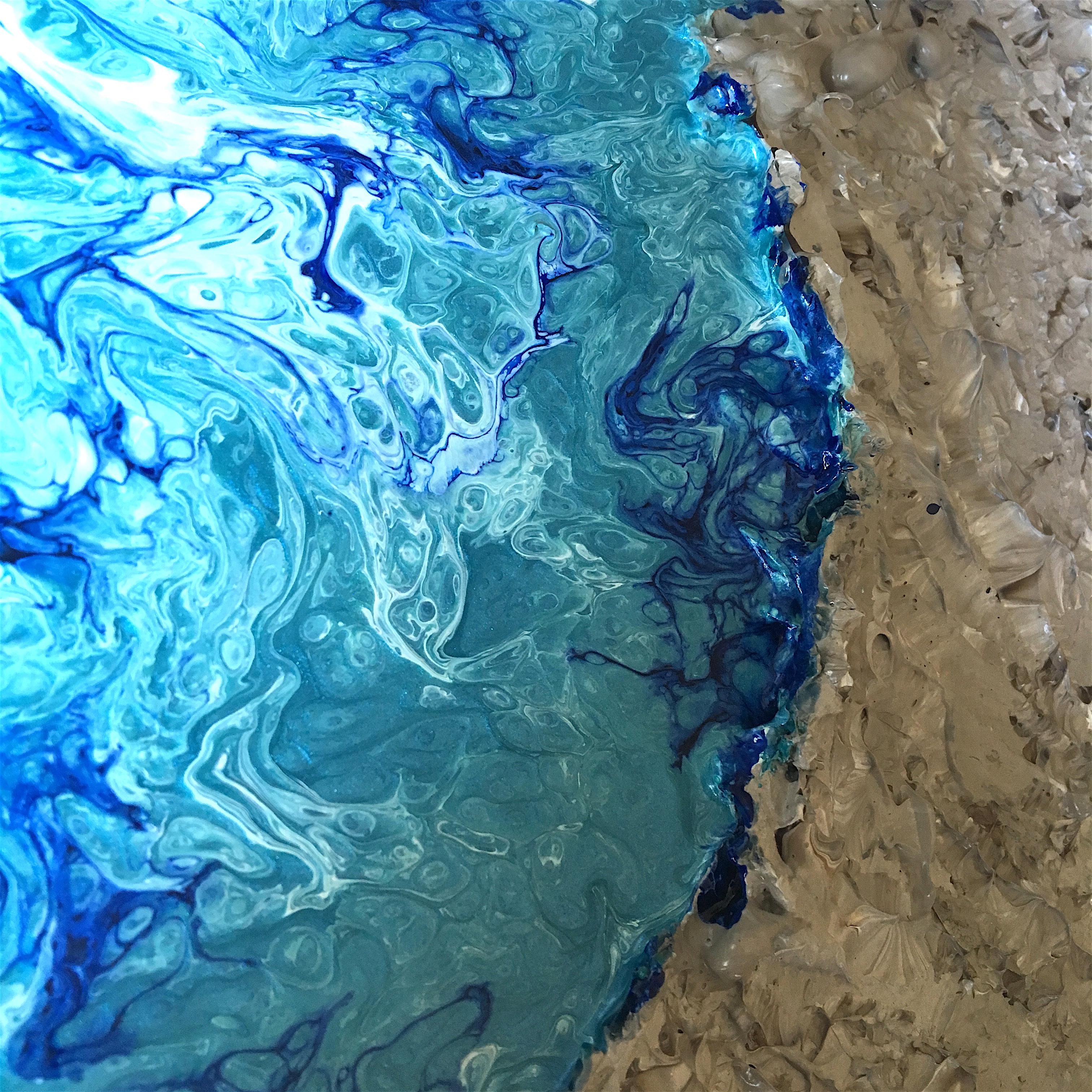 Painting Coastline 3 by Liora Textured Blue Sand Abstract Canvas Contemporary im Zustand „Neu“ im Angebot in London, GB