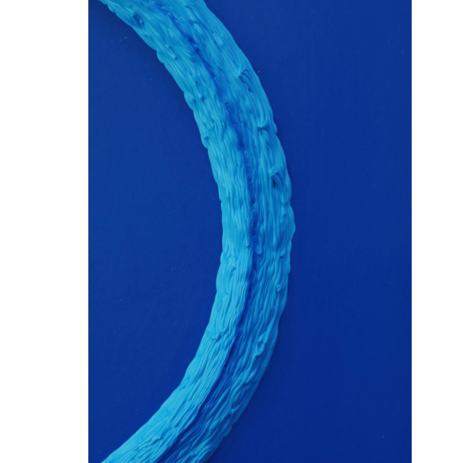 Modern Painting Cobalt Blue and Light Turquoise Blue Circle by Chris & Jody Vingoe For Sale