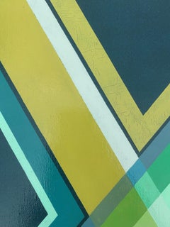 Painting "Composition Green" 2010 Geometric Modern Canvas by Cecilia Setterdahl