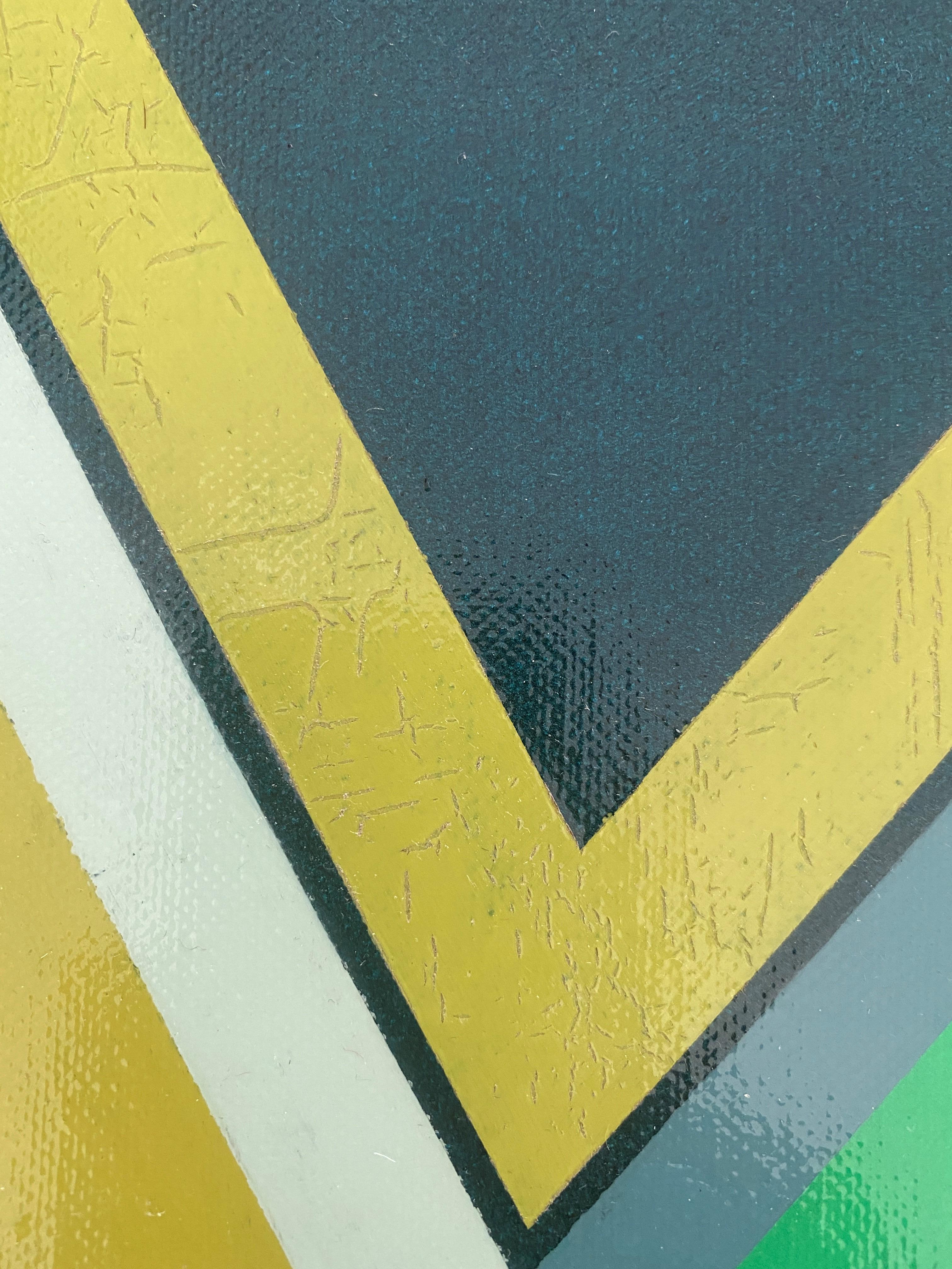  Gemälde „Komposition Grün“ 2010 Geometrische Moderne Leinwand von Cecilia Setterdahl (Emiratisch) im Angebot