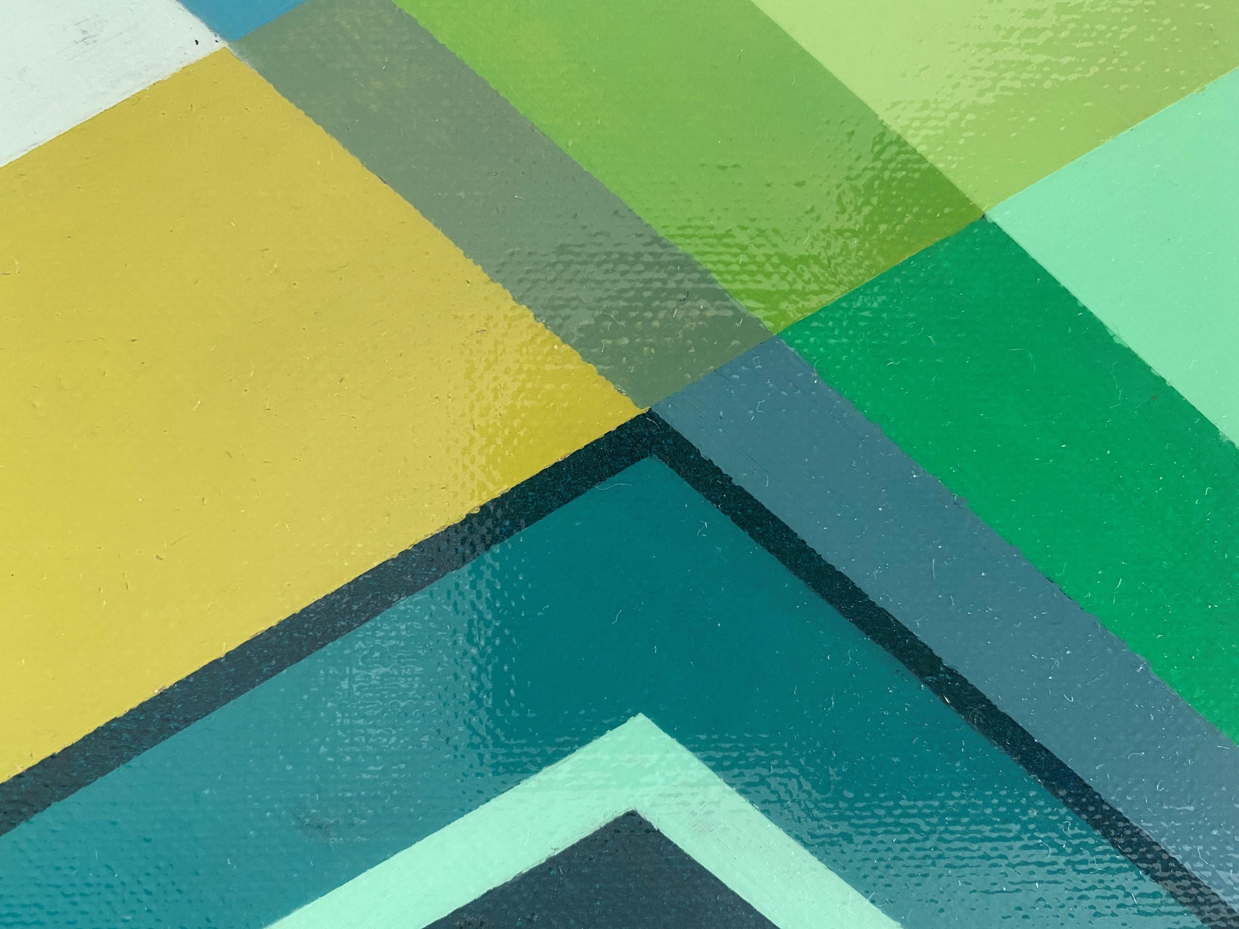  Gemälde „Komposition Grün“ 2010 Geometrische Moderne Leinwand von Cecilia Setterdahl im Angebot 1