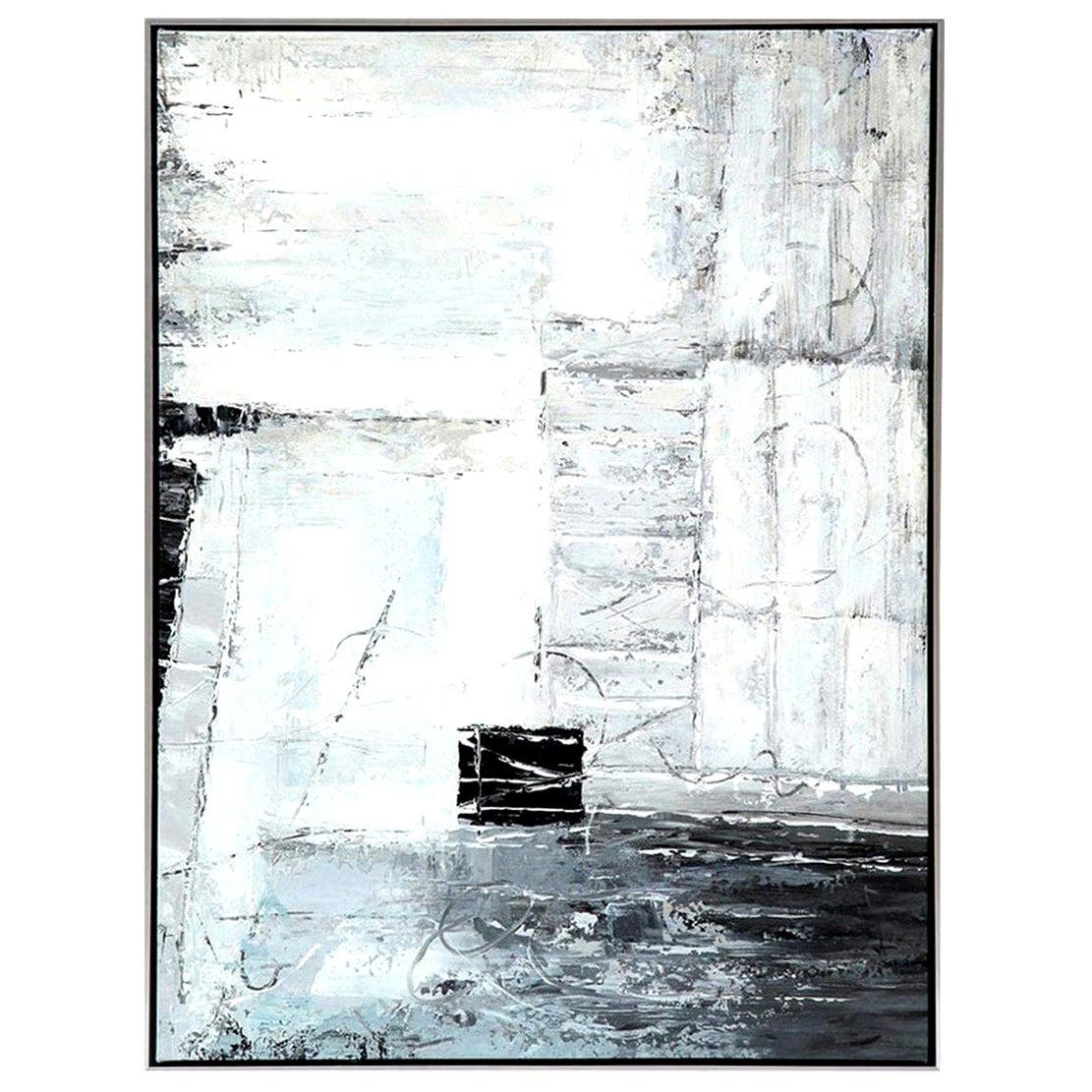 Painting, Contemporary Art, Grey, Black and White, Modern Art, Floating Frame