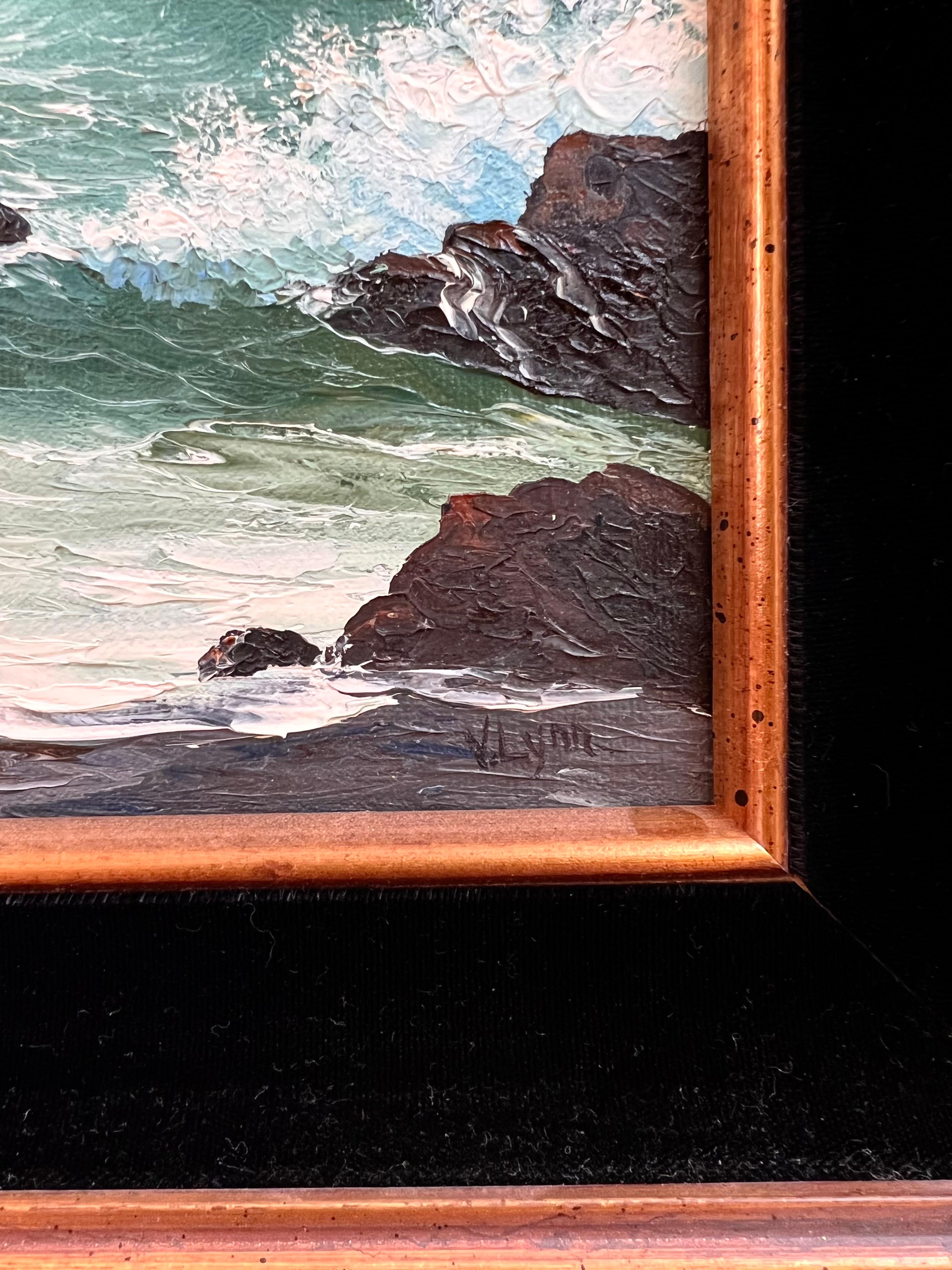 Painting « Crashing Waves » by Virginia Lynn, Oil on Canvas, 20th Century For Sale 5
