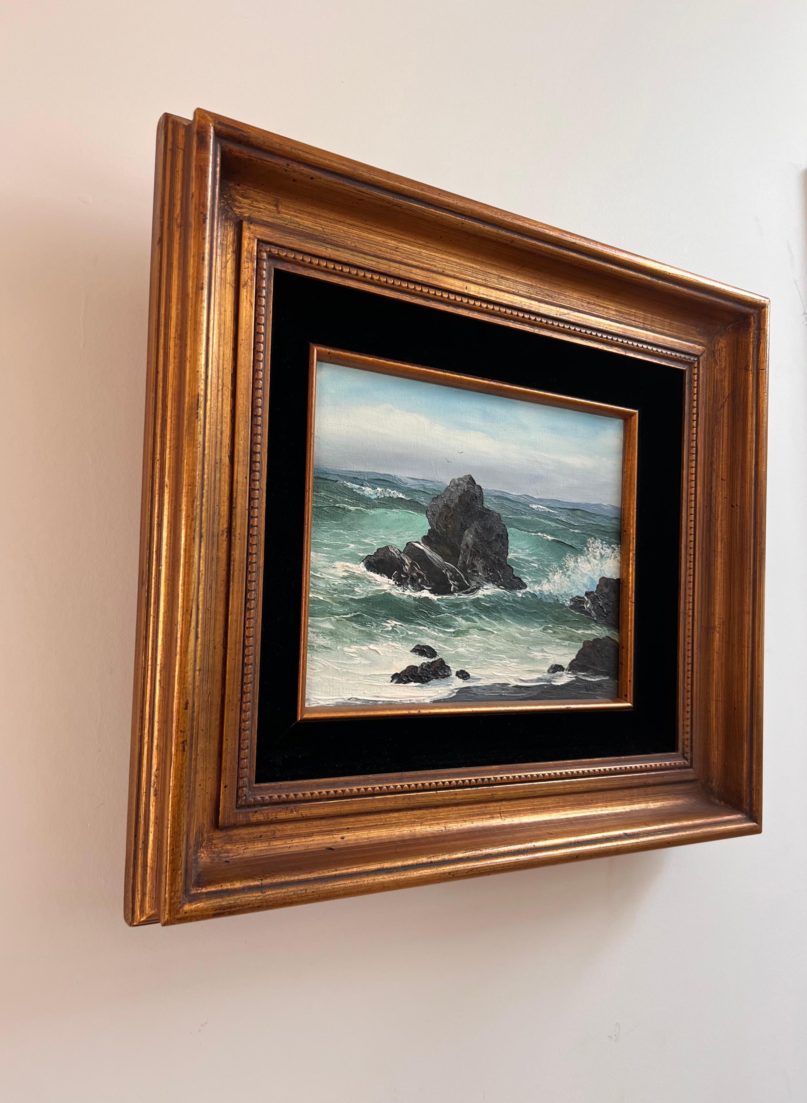 Painting « Crashing Waves » by Virginia Lynn, Oil on Canvas, 20th Century For Sale 6