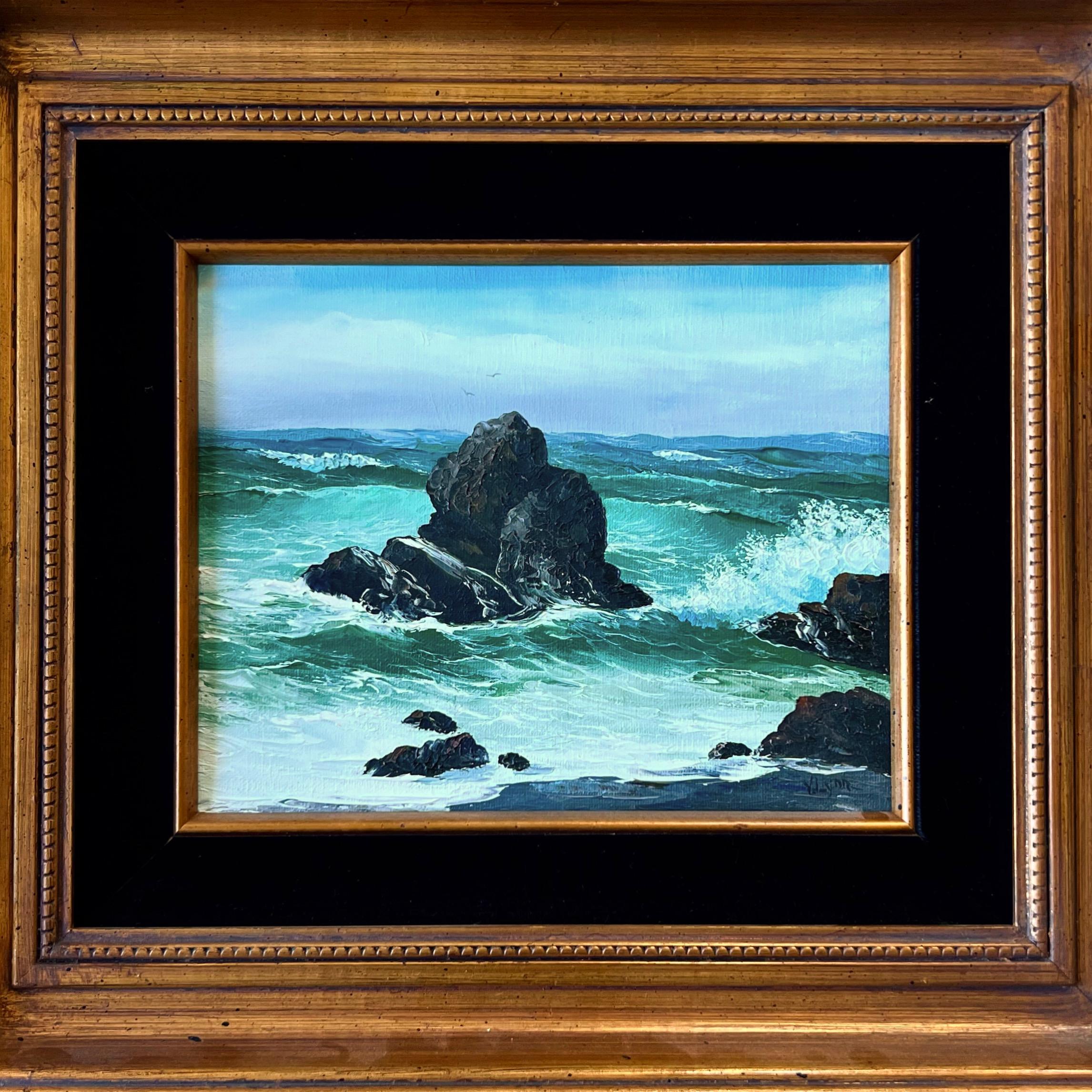 Painting « Crashing Waves » by Virginia Lynn, Oil on Canvas, 20th Century For Sale 9