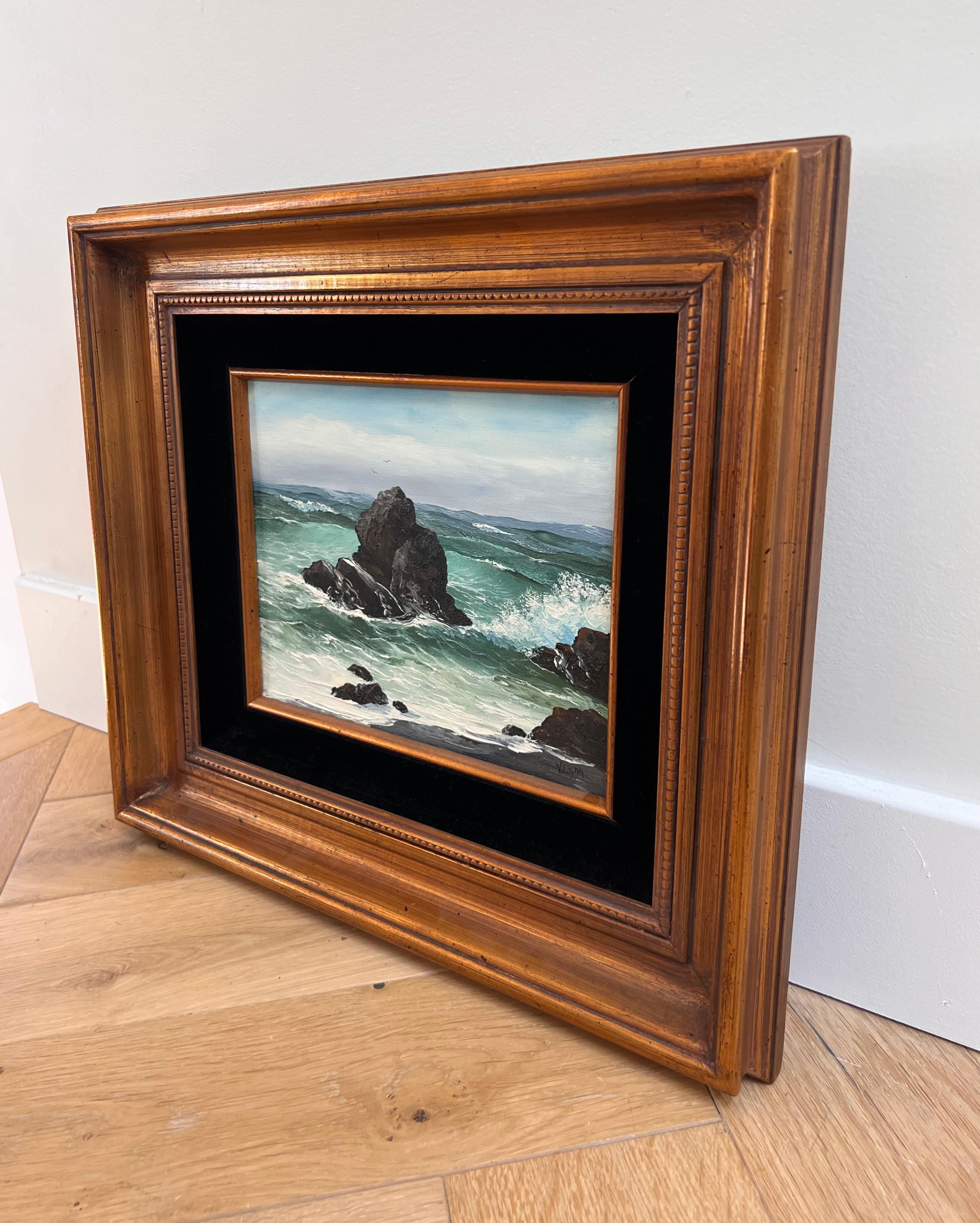 Painting « Crashing Waves » by Virginia Lynn, Oil on Canvas, 20th Century In Good Condition For Sale In View Park, CA