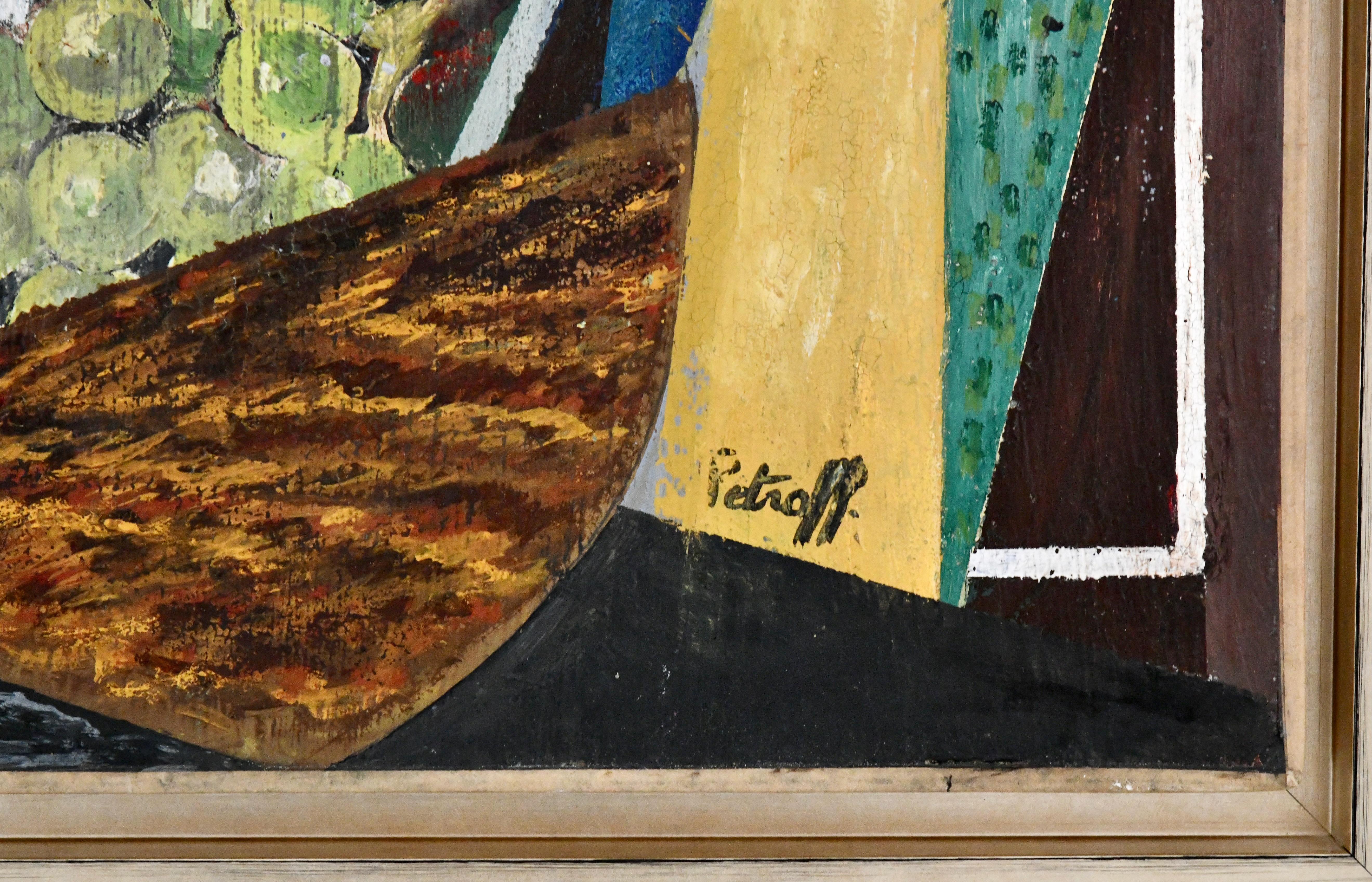 Gemälde Kubistische Komposition Modigliani Gesicht und Instrumente Petroff, Gemälde (Russisch) im Angebot
