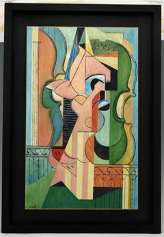 Peinture Composition cubiste avec violons Petroff