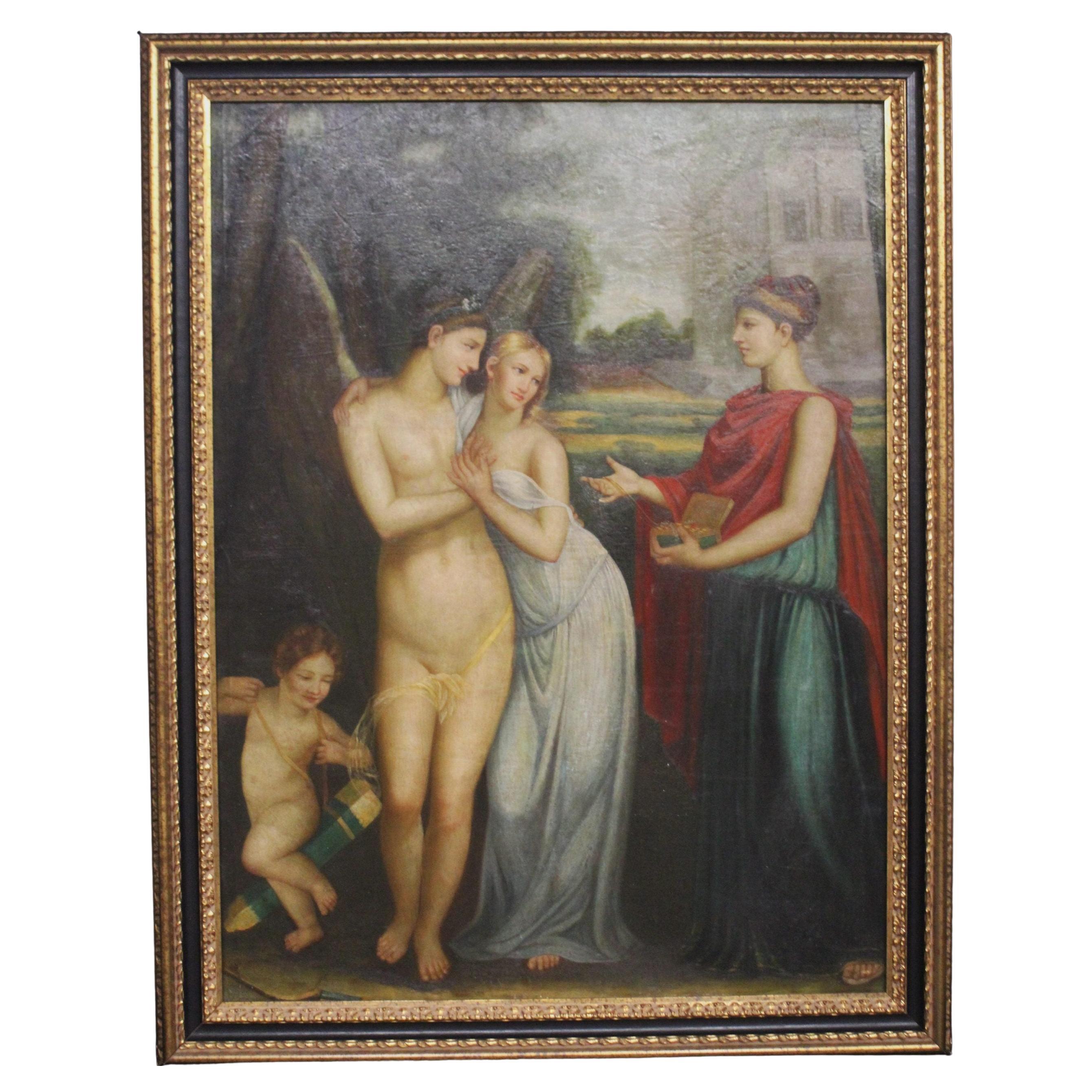 Painting: Cupid and Psyche, 140 cm high For Sale