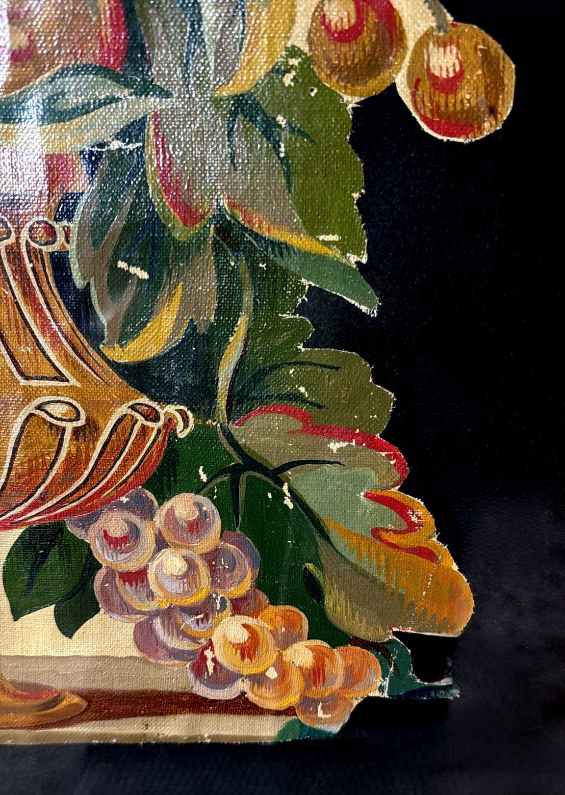 Painting Cutout Oil On Canvas Framed With Faux-Bamboo Wood -01 For Sale 3