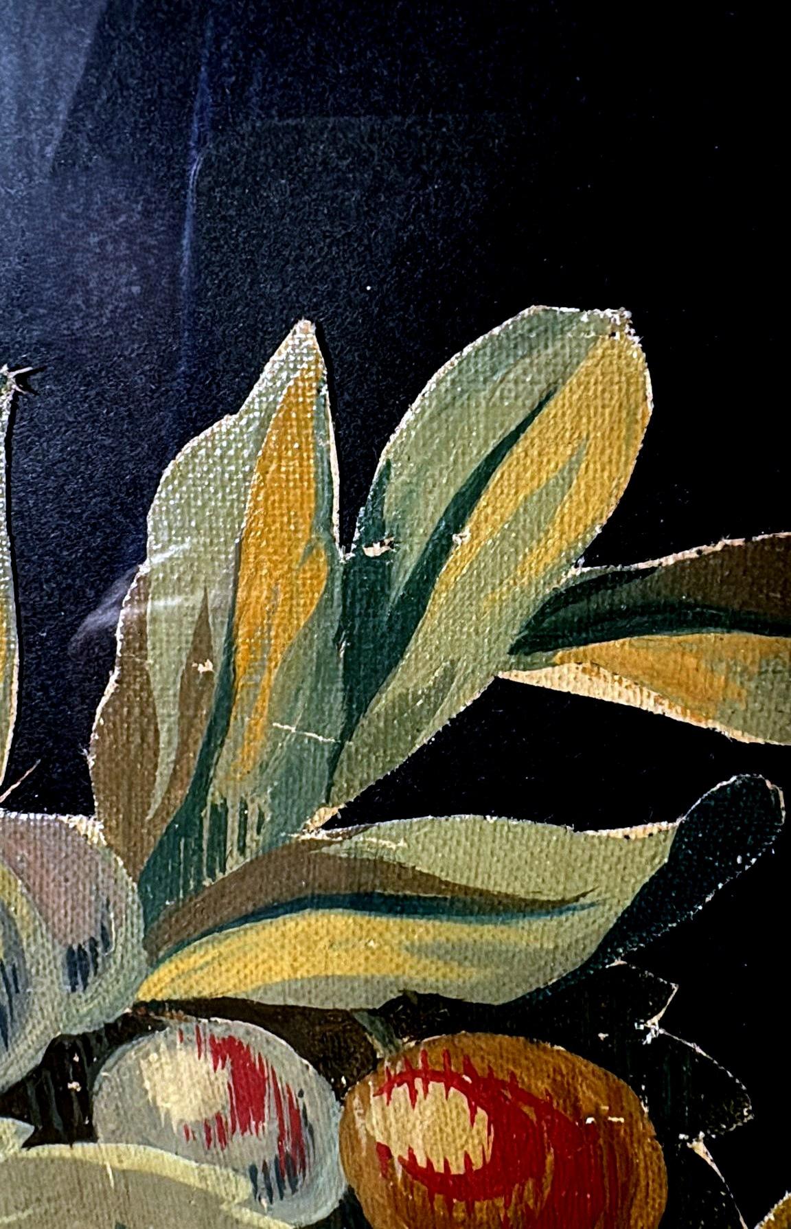 Painting Cutout Oil On Canvas Framed With Faux-Bamboo Wood -01 For Sale 7