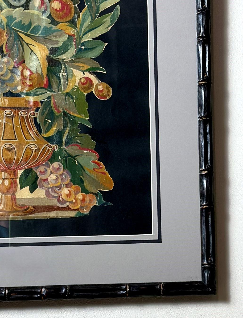 Painting Cutout Oil On Canvas Framed With Faux-Bamboo Wood -01 For Sale 8