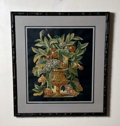 Painting Cutout Oil On Canvas Framed With Faux-Bamboo Wood -01