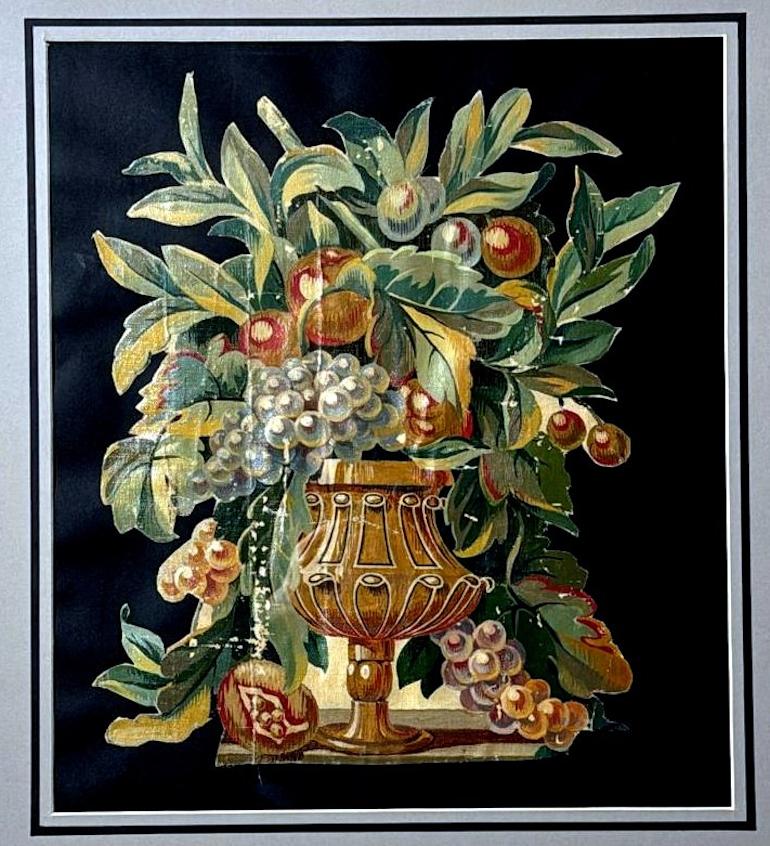 Rococo Painting Cutout Oil On Canvas Framed With Faux-Bamboo Wood -01 For Sale