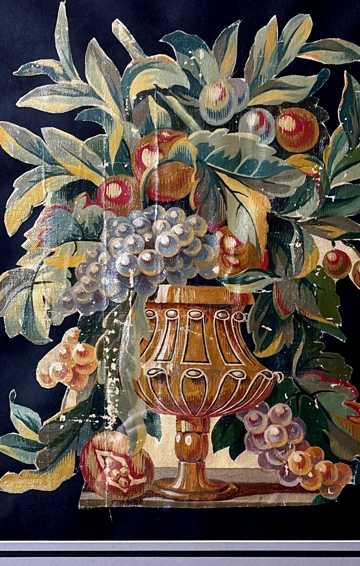 French Painting Cutout Oil On Canvas Framed With Faux-Bamboo Wood -01 For Sale