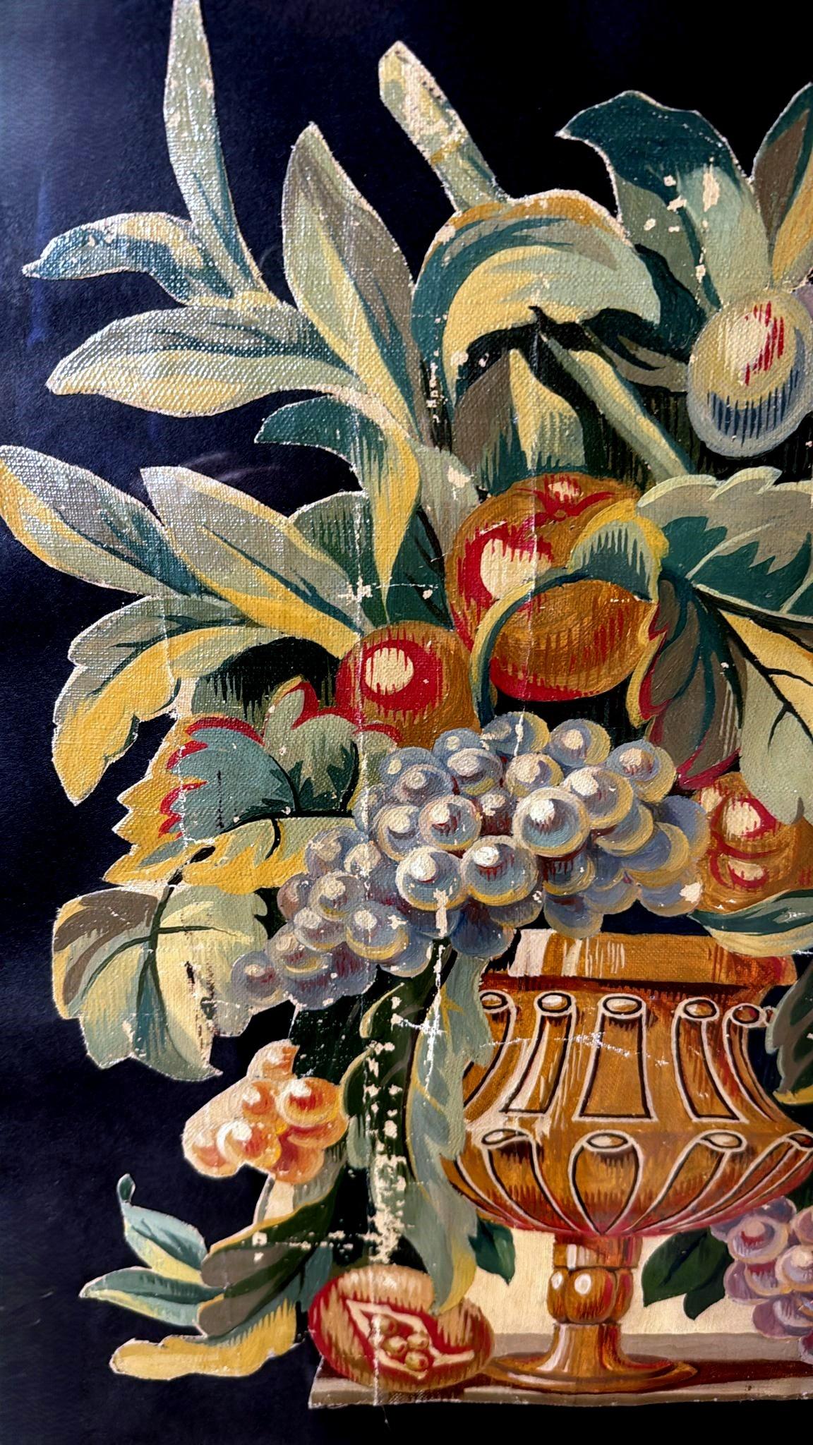 18th Century Painting Cutout Oil On Canvas Framed With Faux-Bamboo Wood -01 For Sale