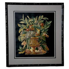 Peinture sur toile encadrée de faux bois de bambou -01