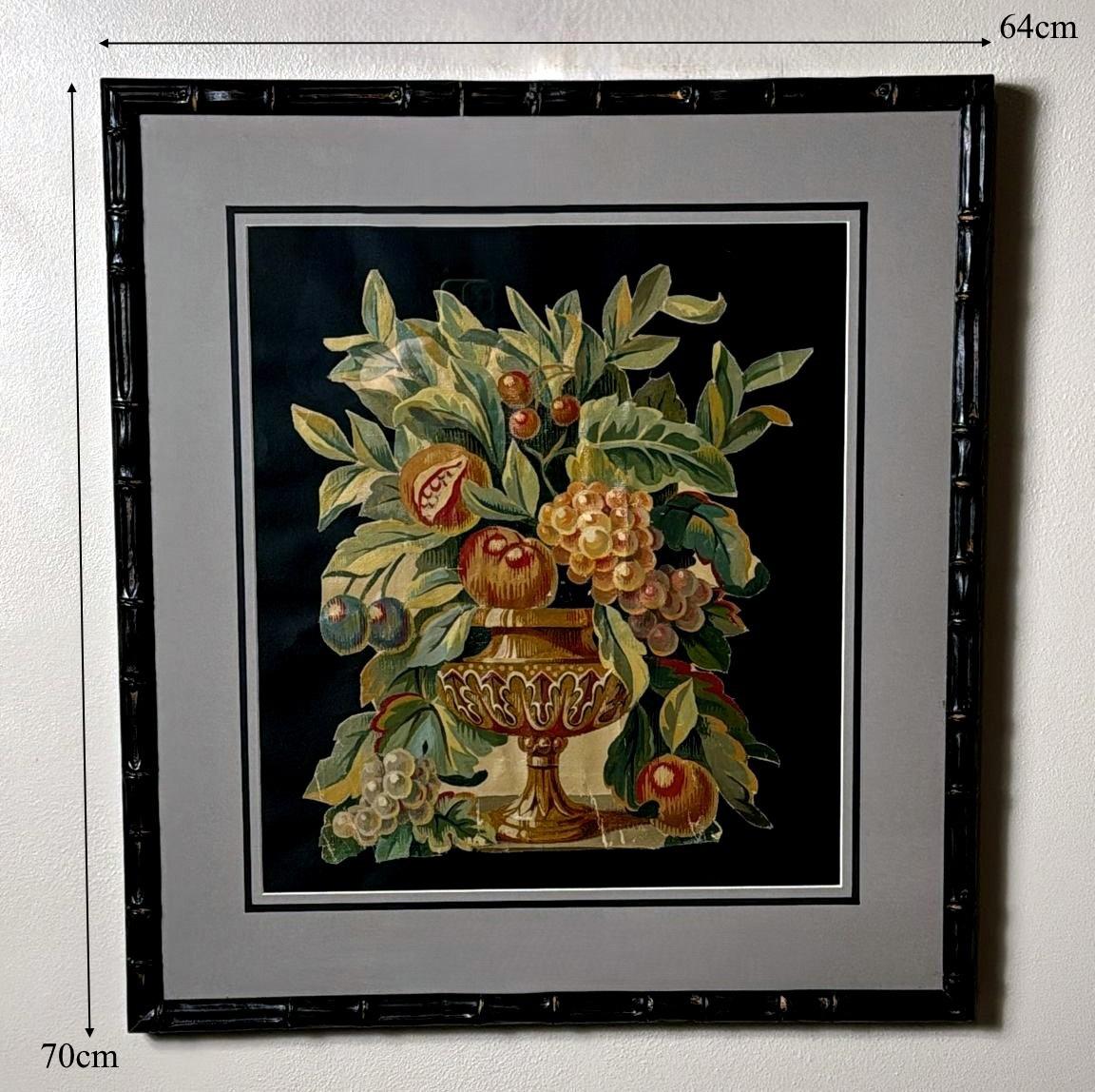 Painting Cutout Oil On Canvas Framed With Faux-Bamboo Wood -02 For Sale 10
